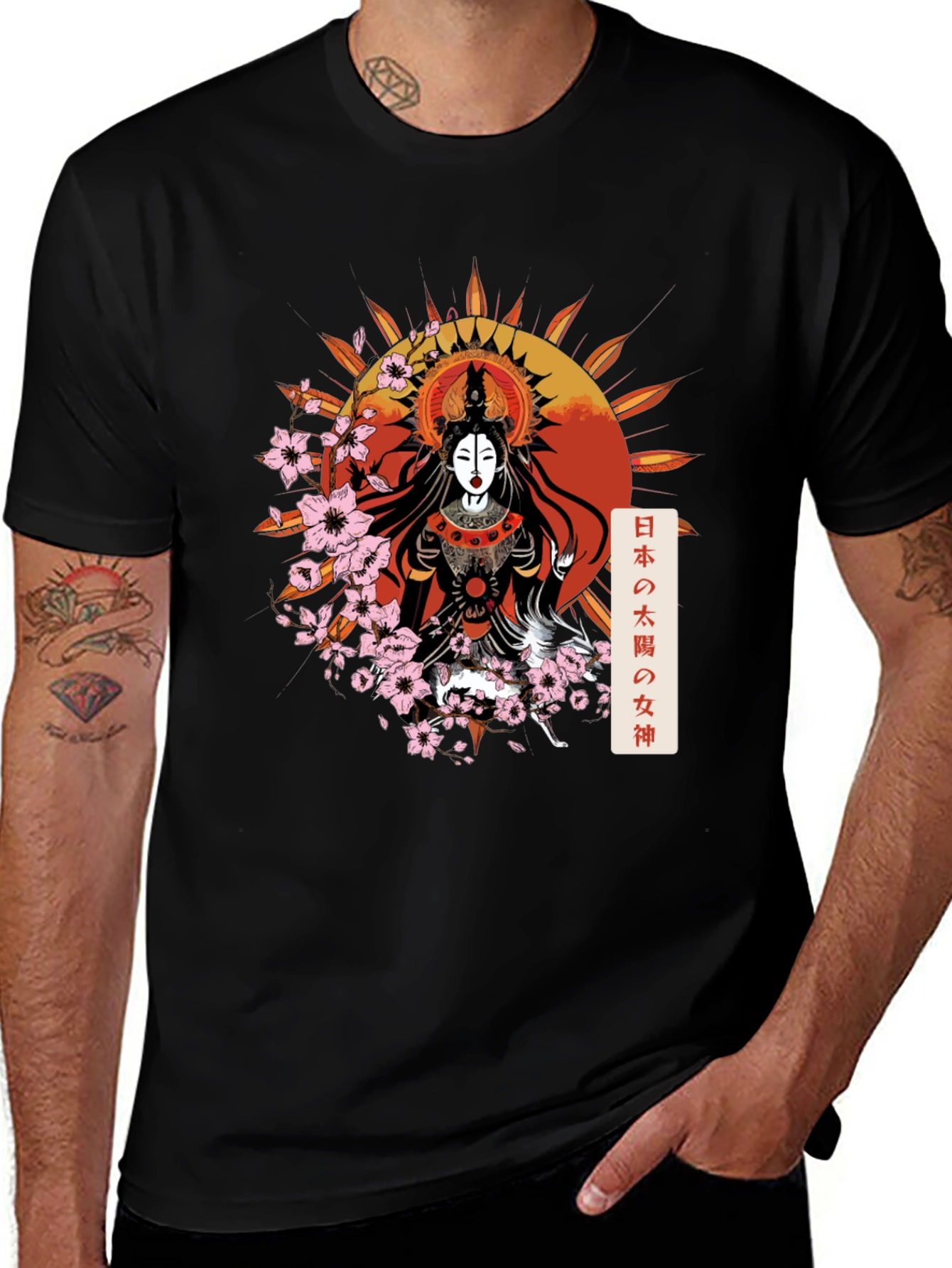 Black Japanese Goddess Graphic Tee main image