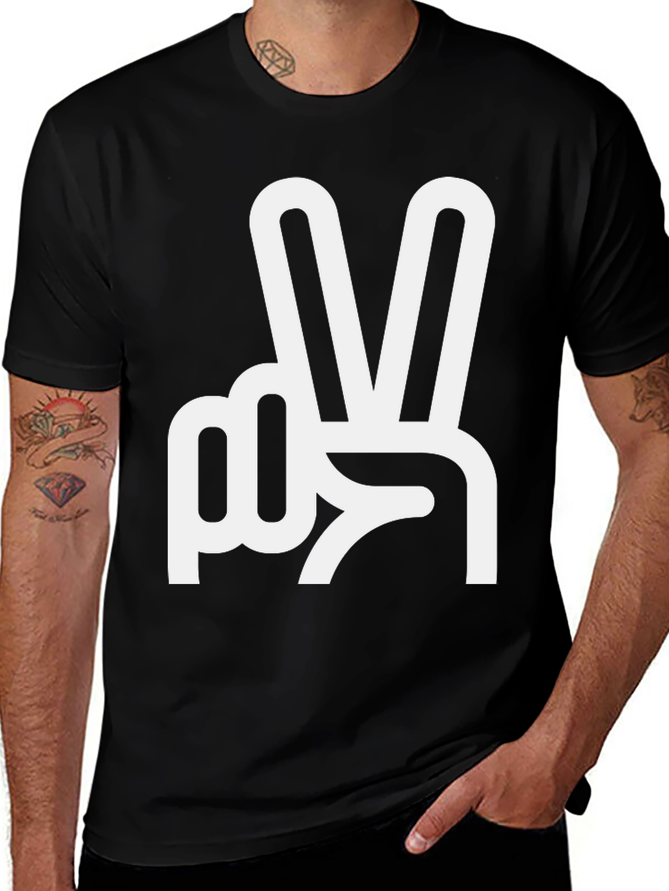 Variant 25 of Peace Sign Graphic Tee - Classic Black T-Shirt