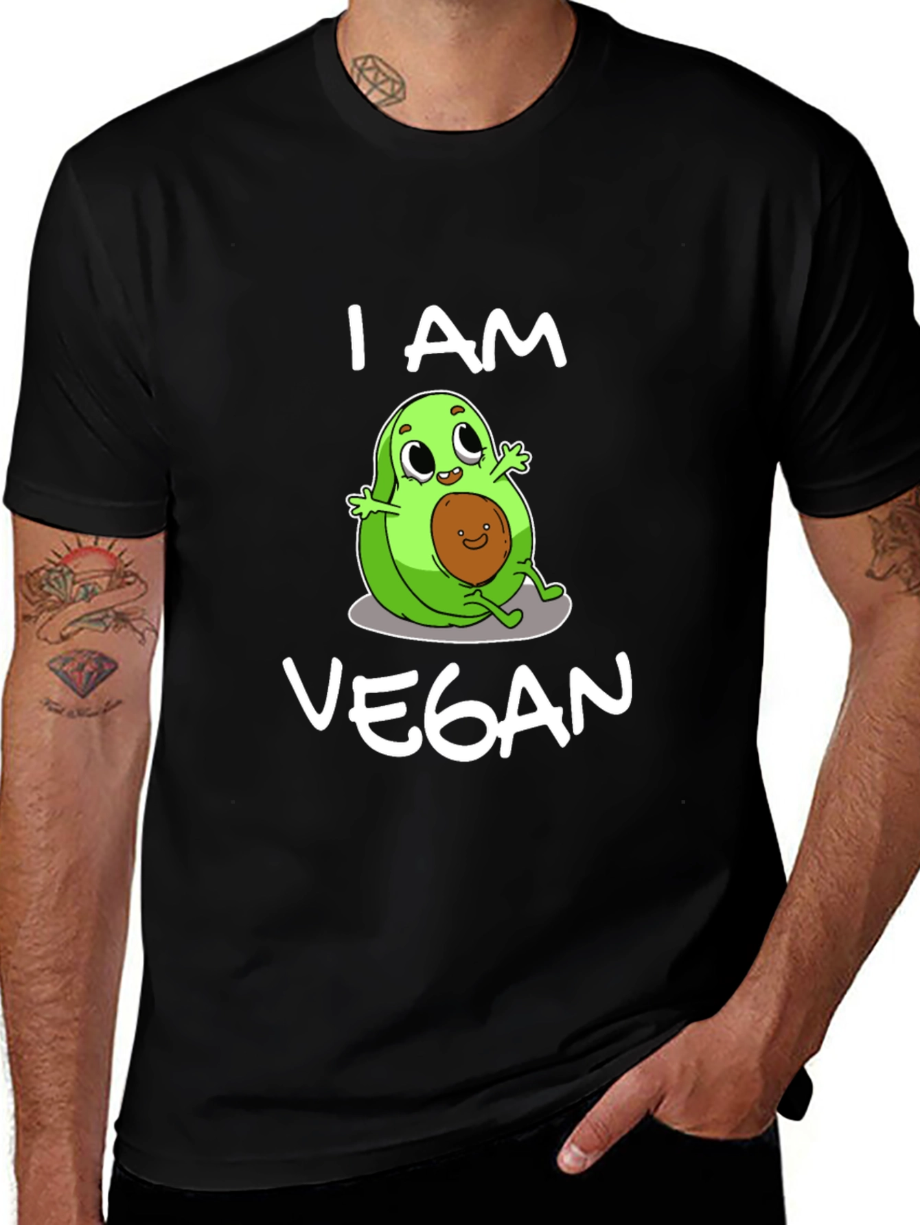 Variant 26 of I Am Vegan Avocado T-Shirt - Funny Vegan Graphic Tee
