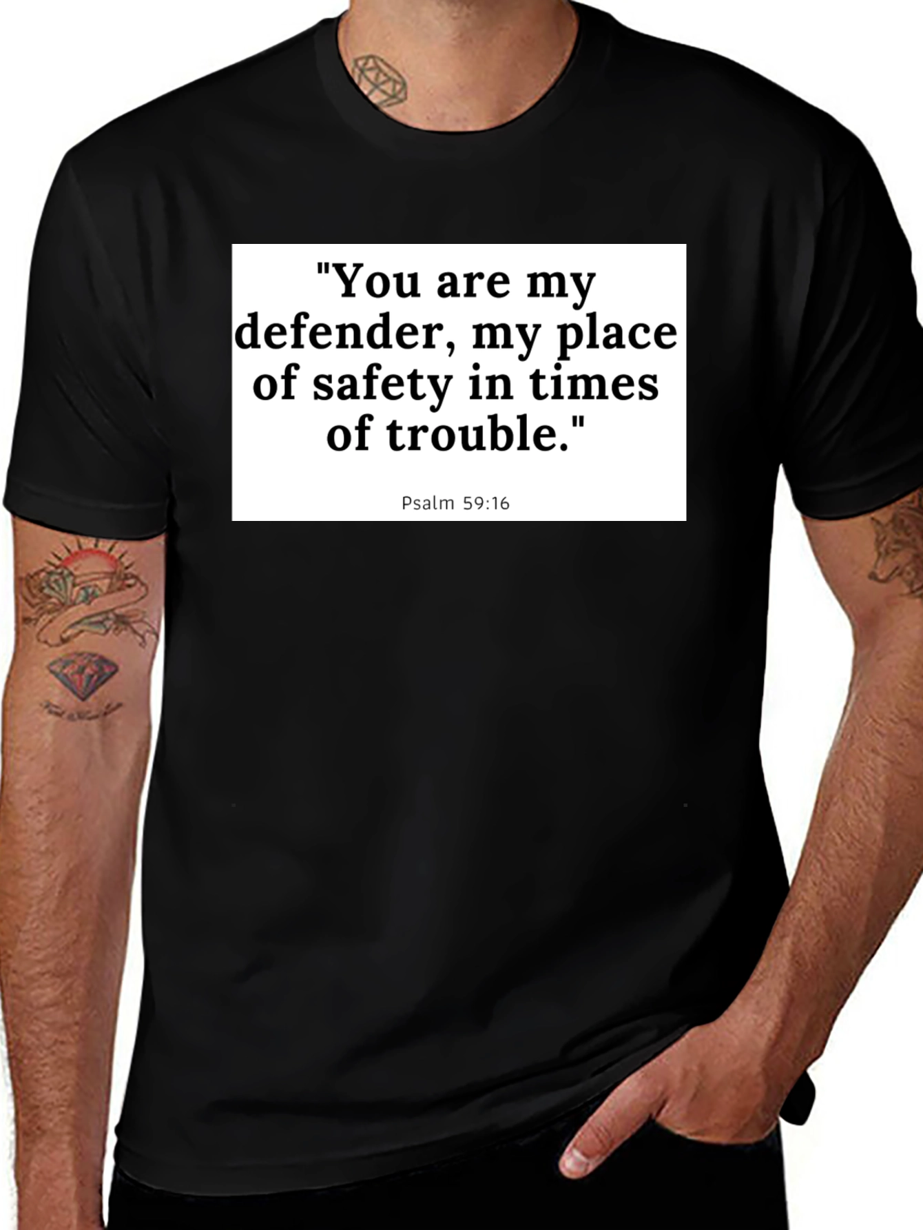 Psalm 59:16 Christian T-Shirt - Defender & Safety