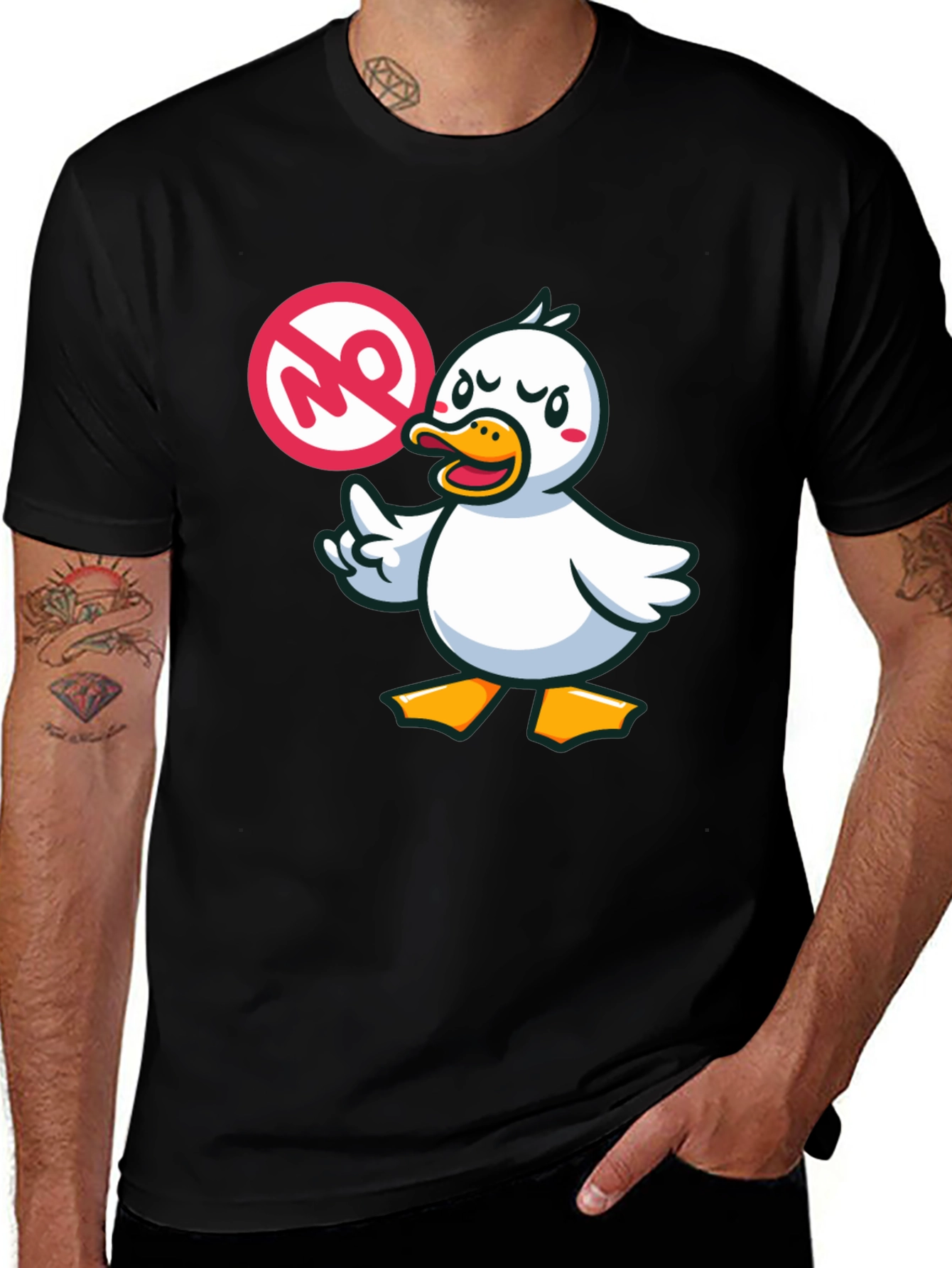 Variant 6 of No Duck Zone Graphic Tee - Black Cotton Shirt