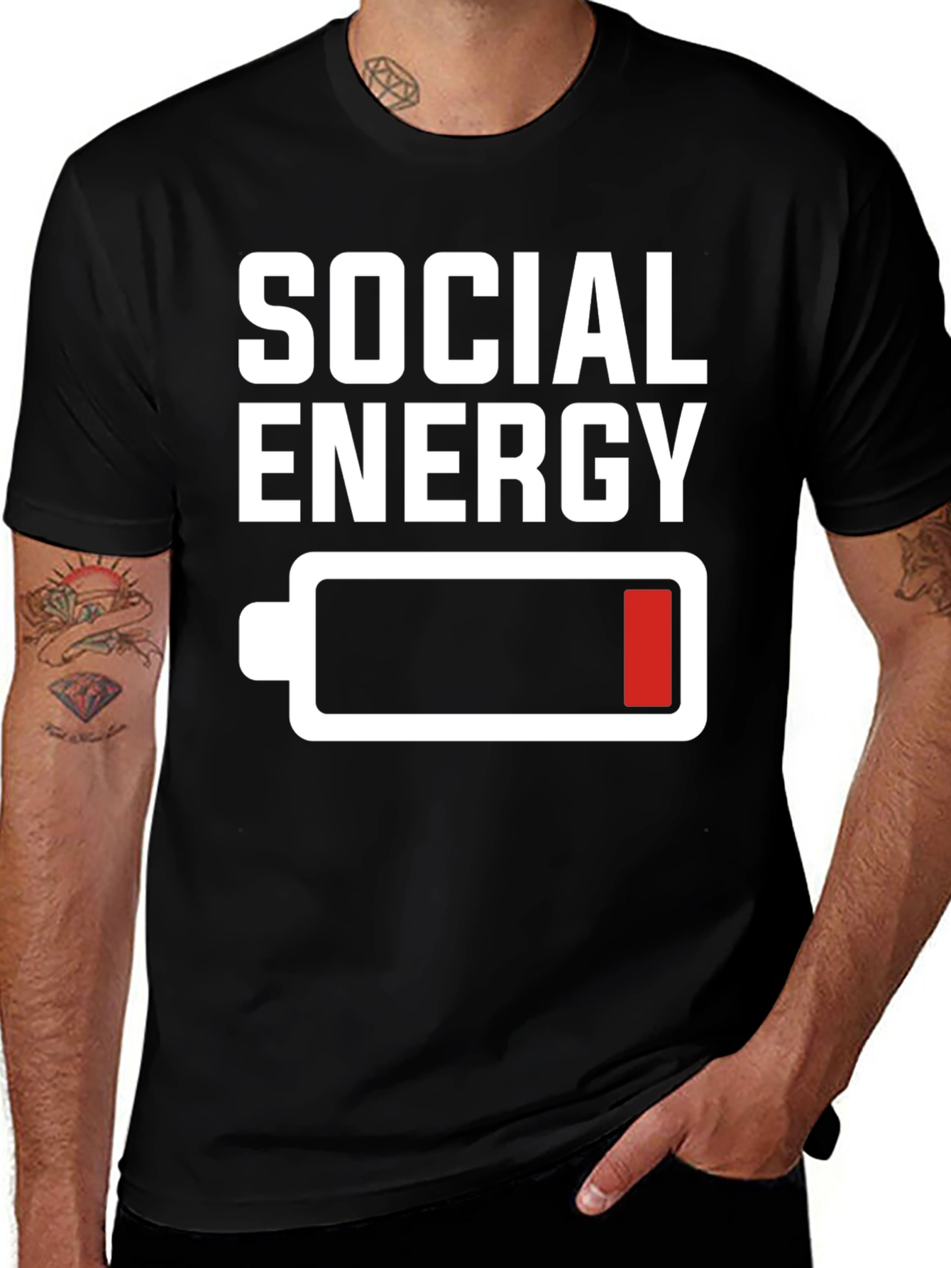 Variant 26 of Social Energy Low Battery Black Graphic T-Shirt