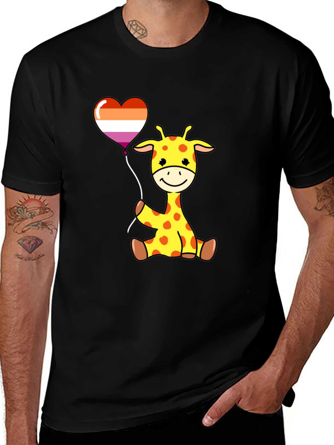 Variant 4 of Giraffe Lesbian Pride Heart Balloon T-Shirt