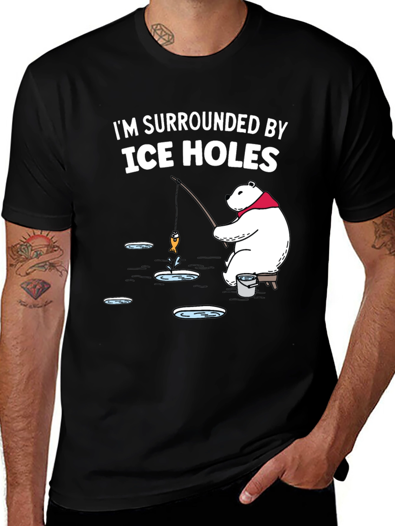 Variant 3 of Ice Holes Polar Bear Fishing Graphic Tee