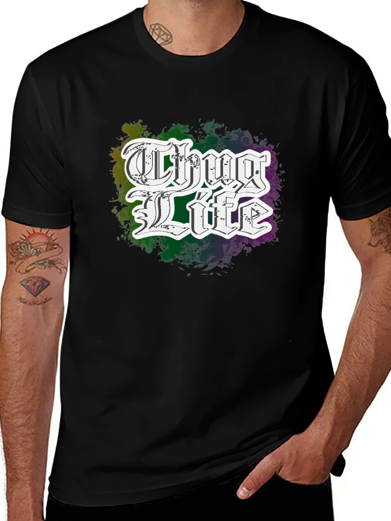 Variant 19 of Thug Life Graphic Print Crew Neck T-Shirt