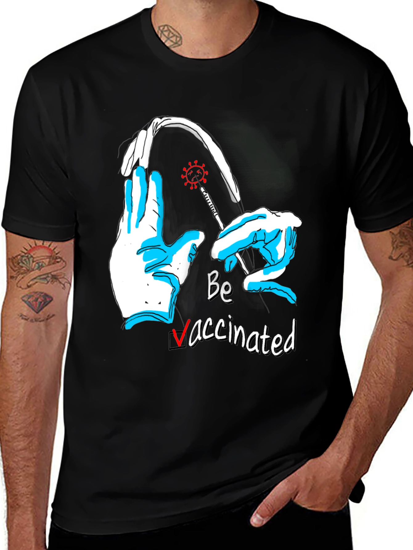 Variant 5 of Be Vaccinated Graphic Tee - Black