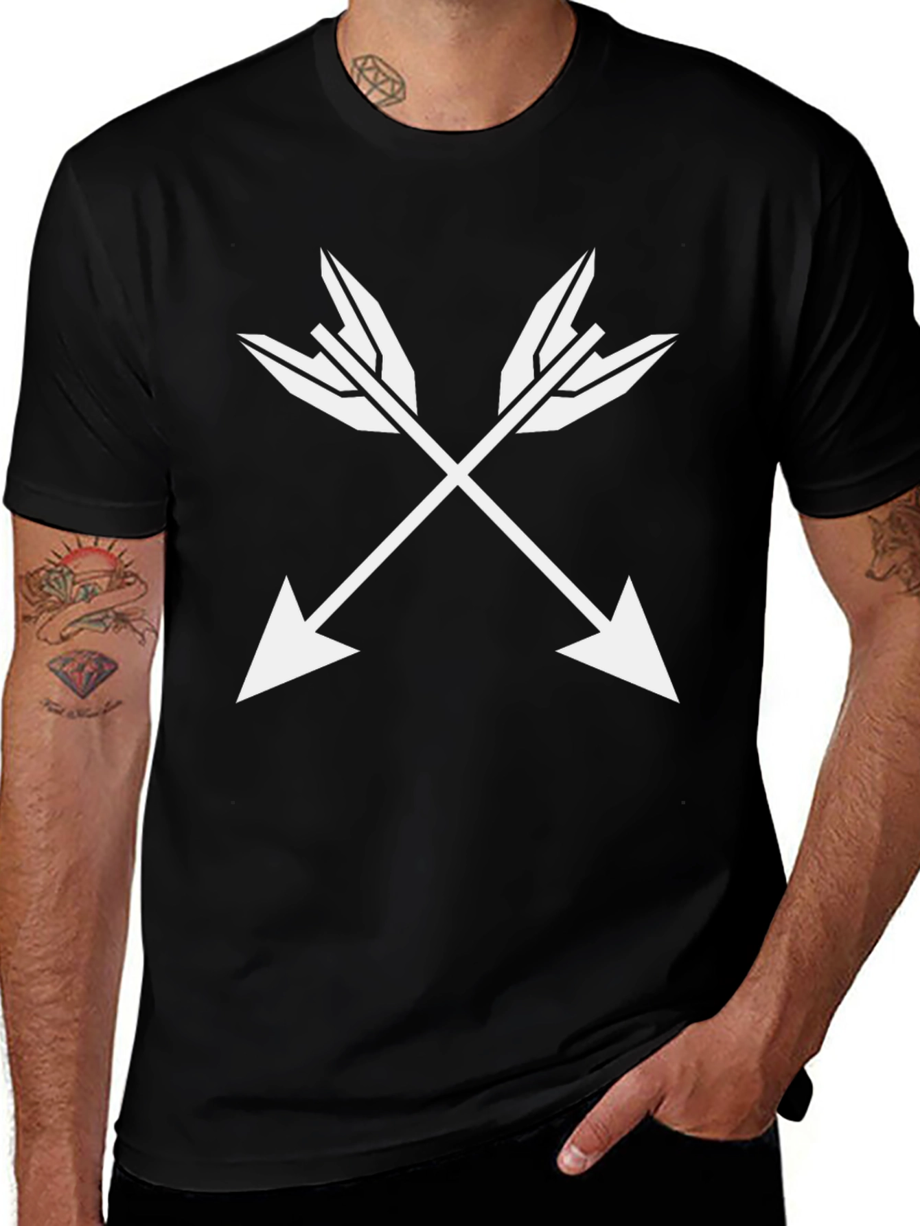 Variant 6 of Crossed Arrows Graphic Black T-Shirt
