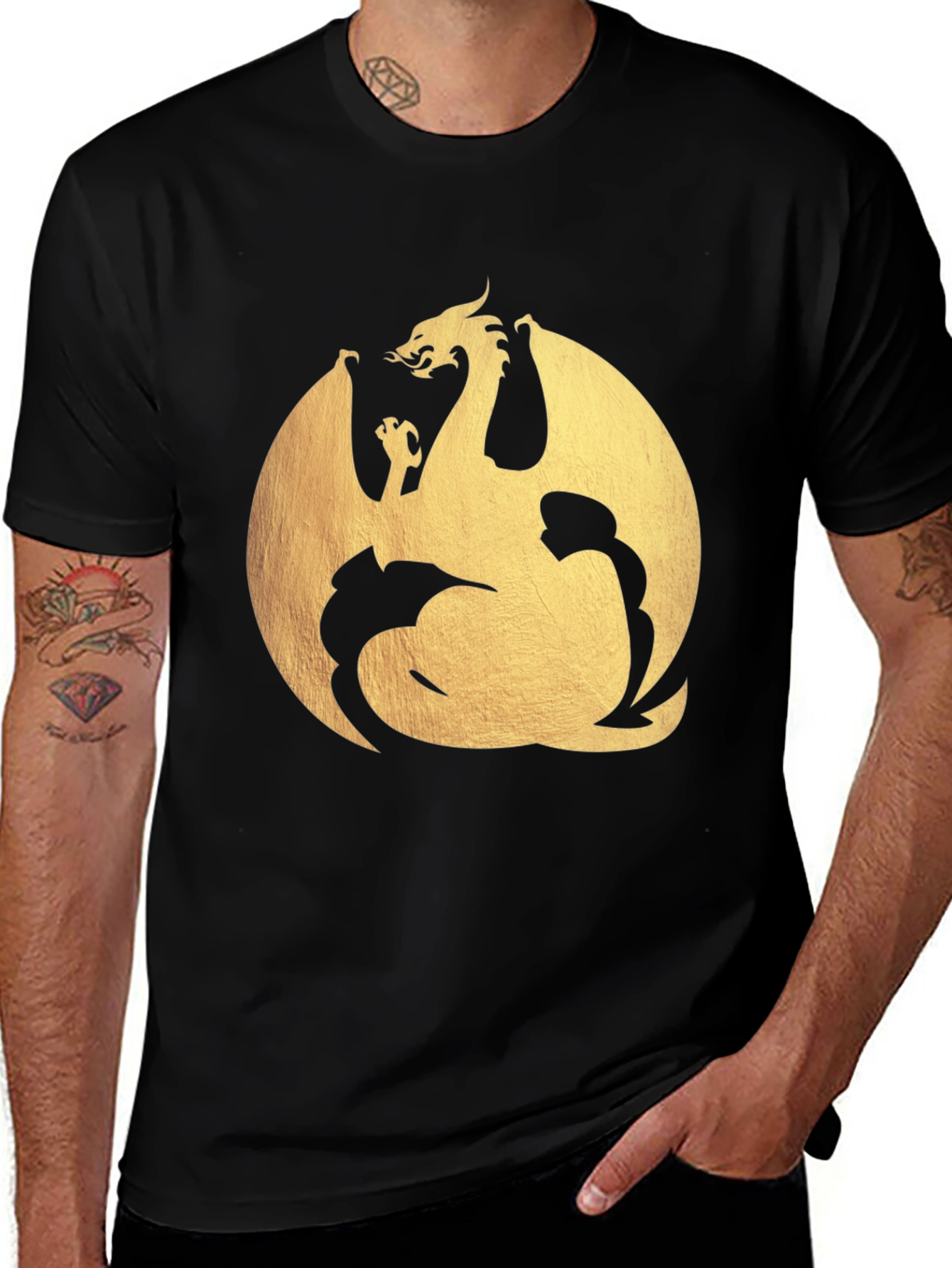 Variant 22 of Dragon Emblem Graphic Tee - Black
