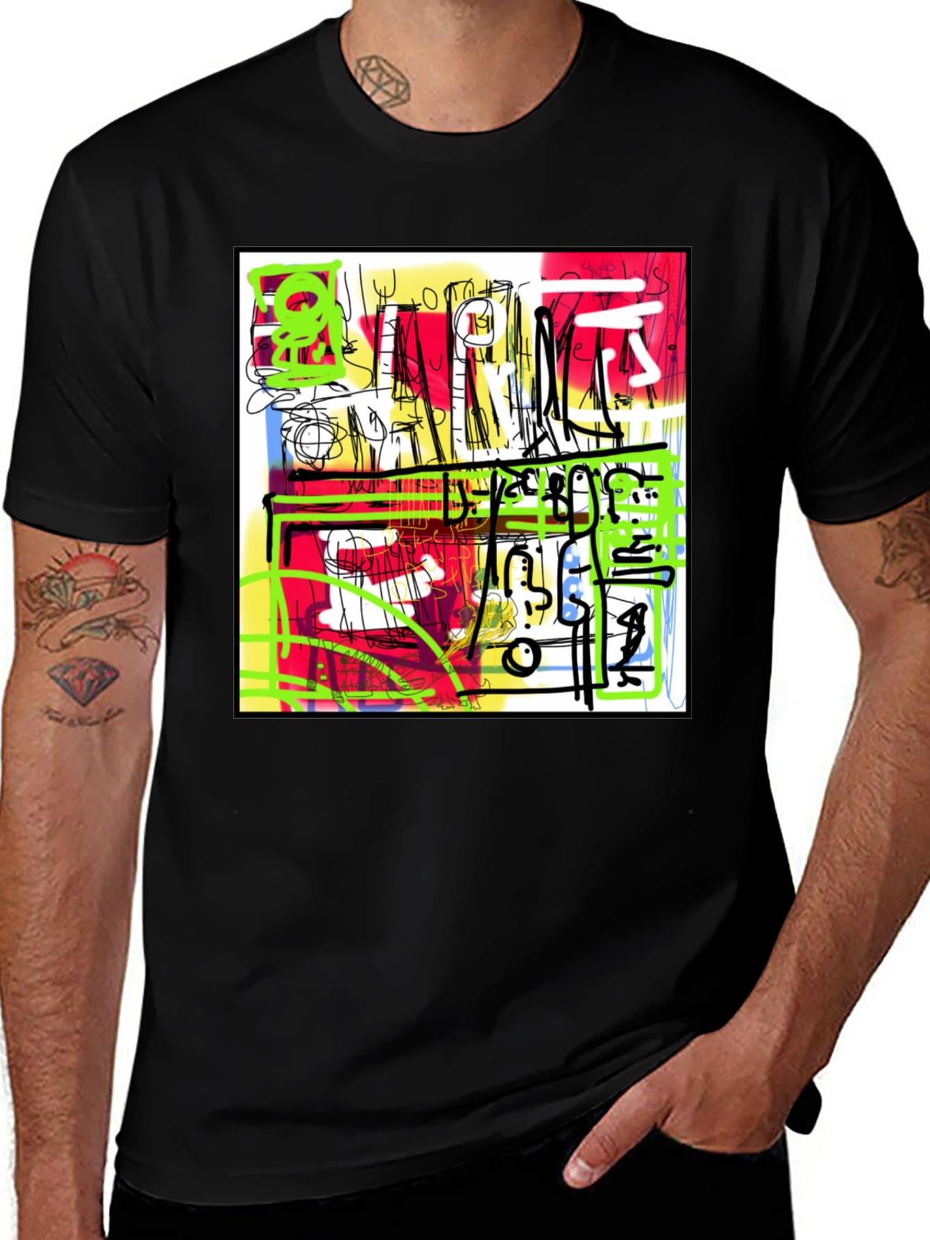 Variant 6 of Abstract Art Graphic Black Tee - Unique Style