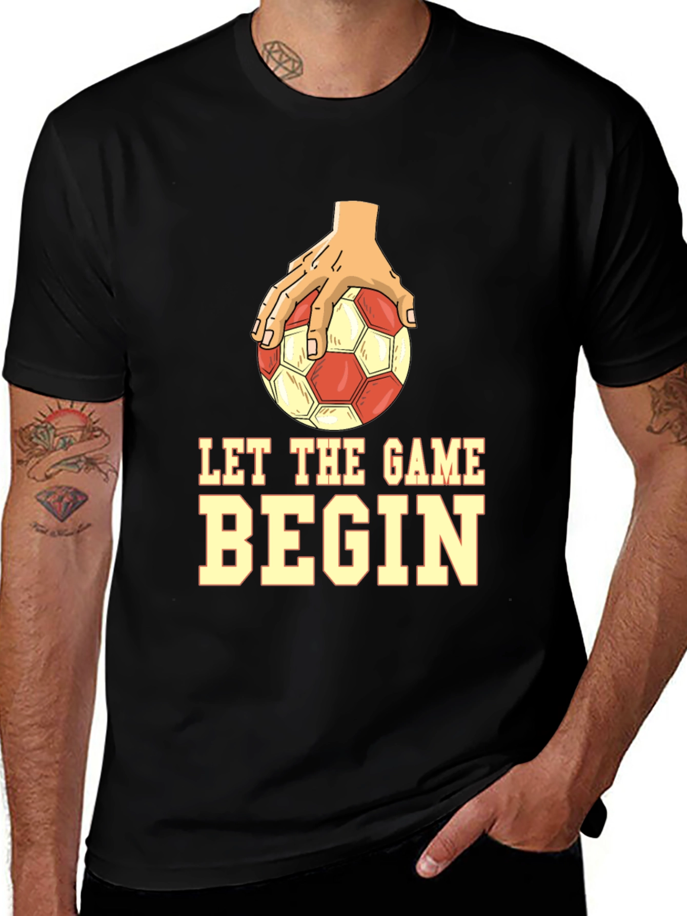 Variant 26 of Let the Game Begin Graphic Tee - Black Cotton T-Shirt