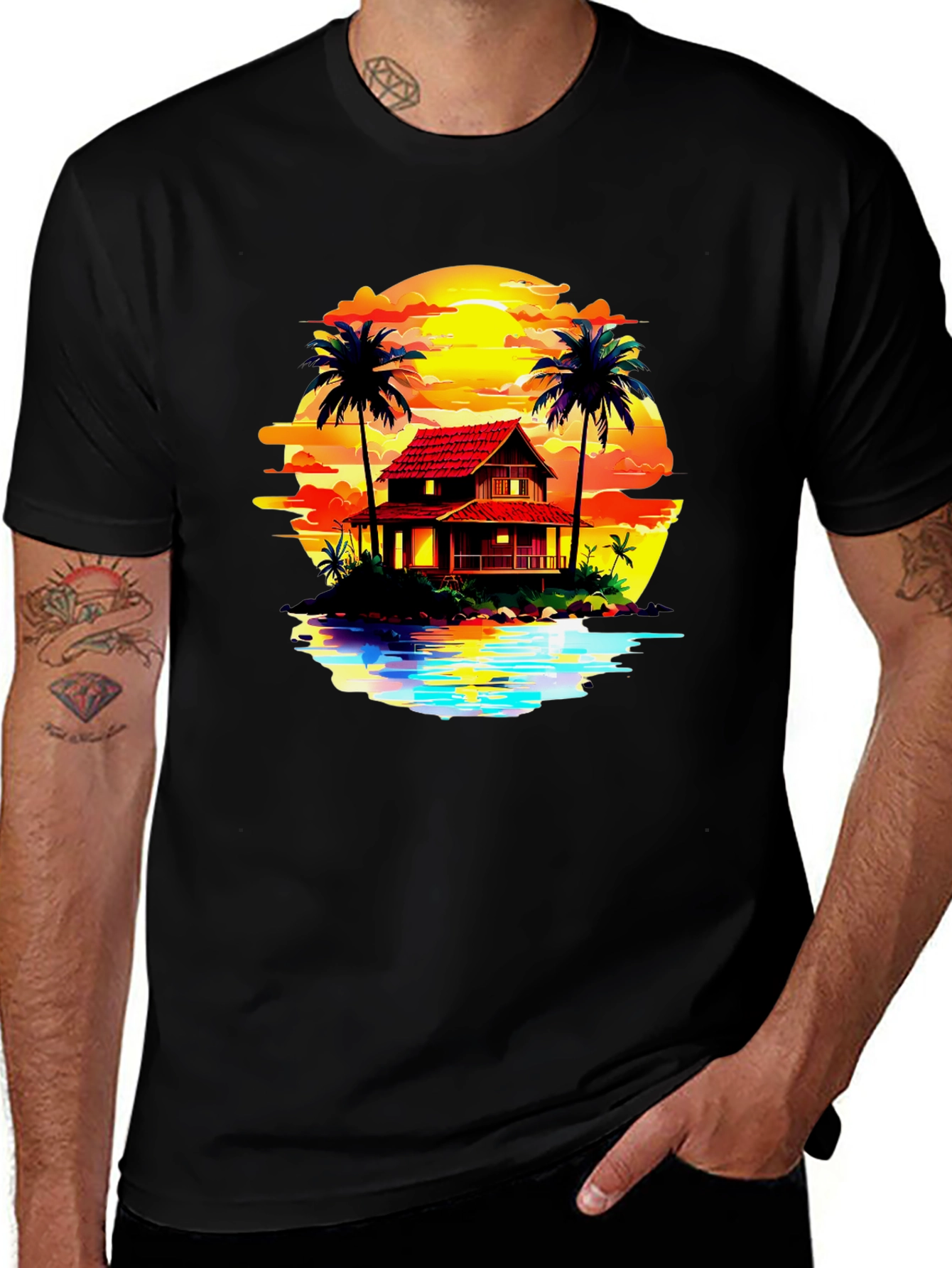 Variant 19 of Sunset Beach House Graphic Tee