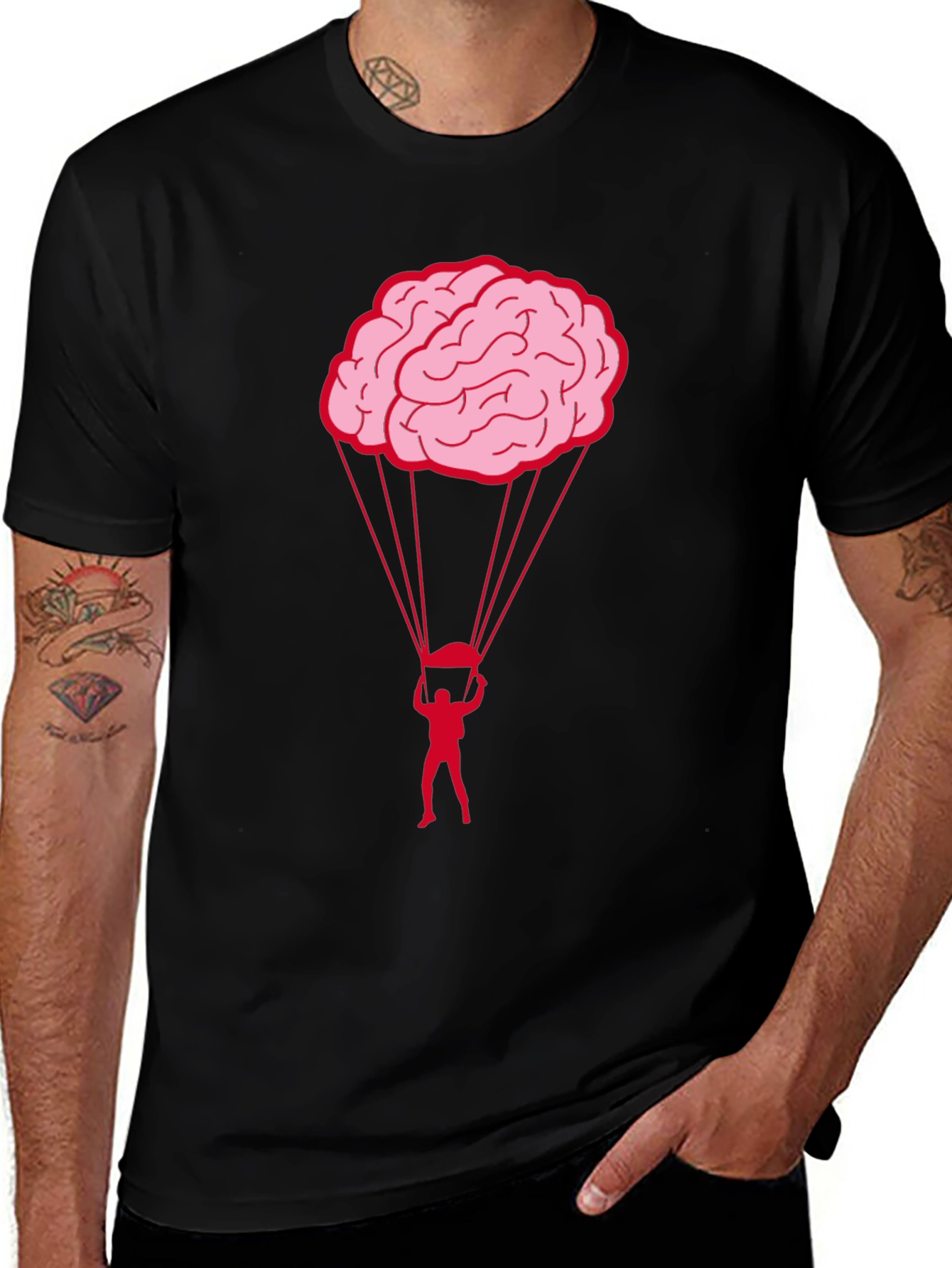 Variant 17 of Brain Parachute Graphic T-Shirt - Smart Humor Tee