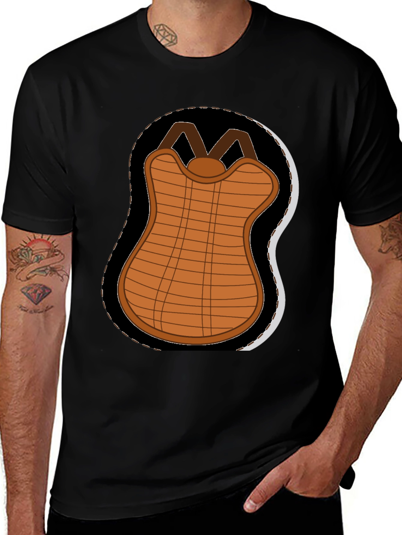 Variant 22 of Cartoon Baseball Chest Protector Black T-Shirt