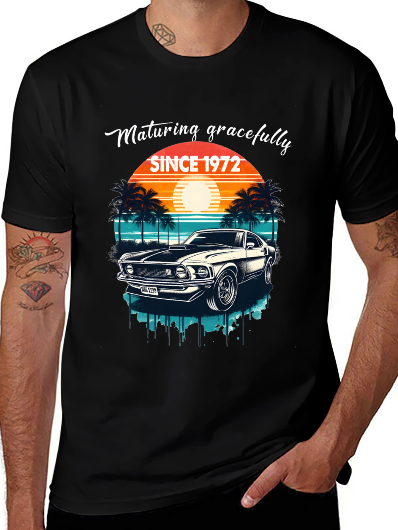 Variant 28 of Maturing Gracefully Since 1972 Car Graphic Tee