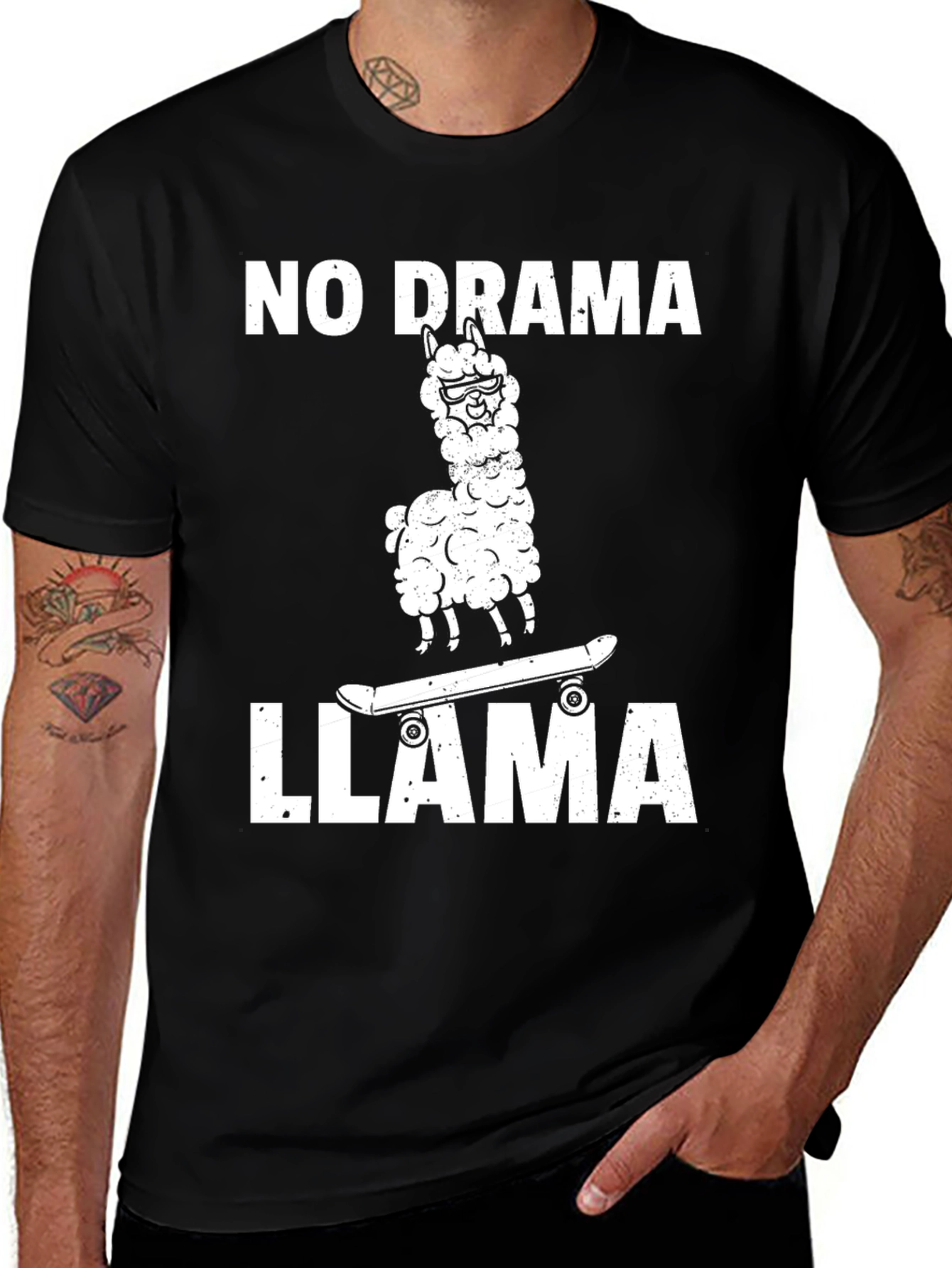 Variant 25 of No Drama Llama T-Shirt - Skateboard Graphic