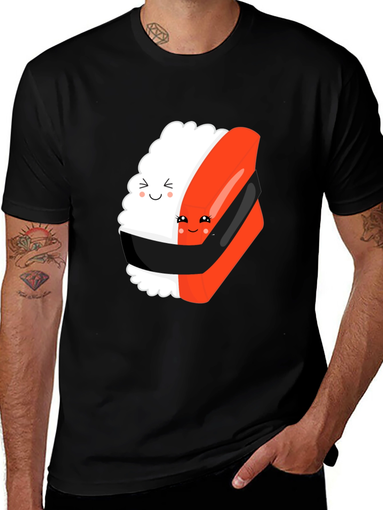 Variant 24 of Sushi Hug Black T-Shirt: Cute & Comfy Unisex Tee