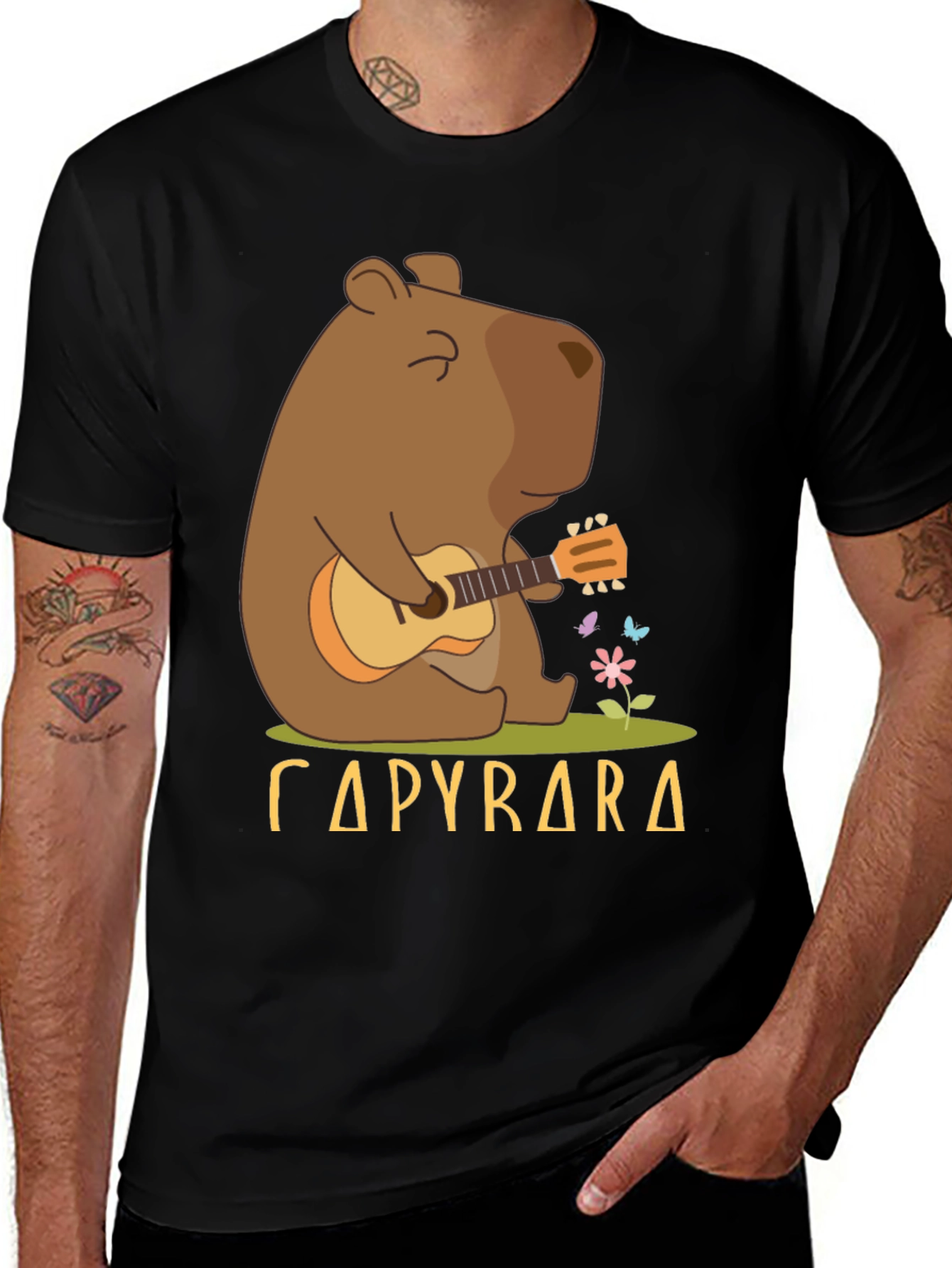Variant 6 of Capybara Guitarist Graphic Tee