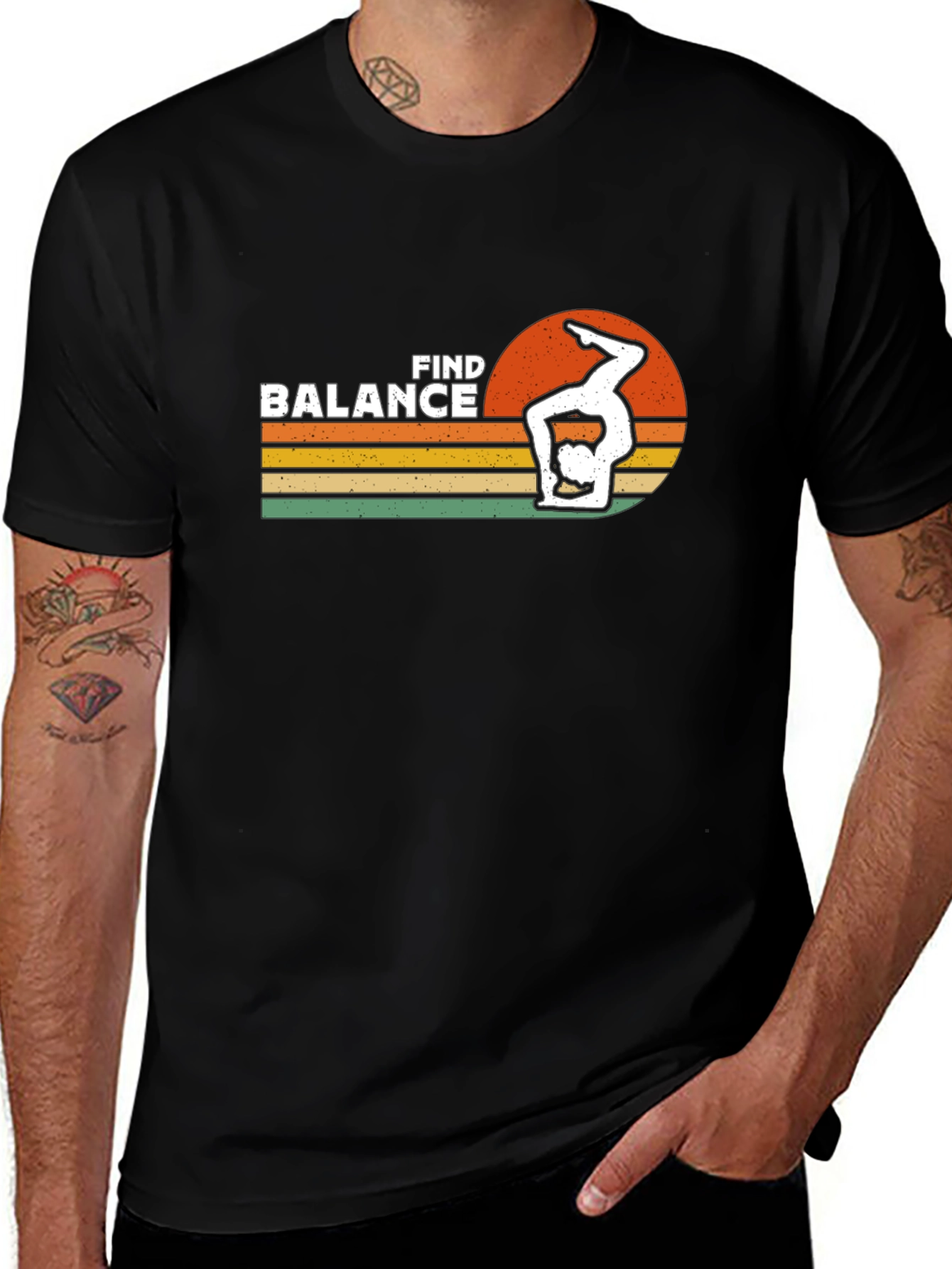Variant 14 of Find Balance Retro Graphic T-Shirt
