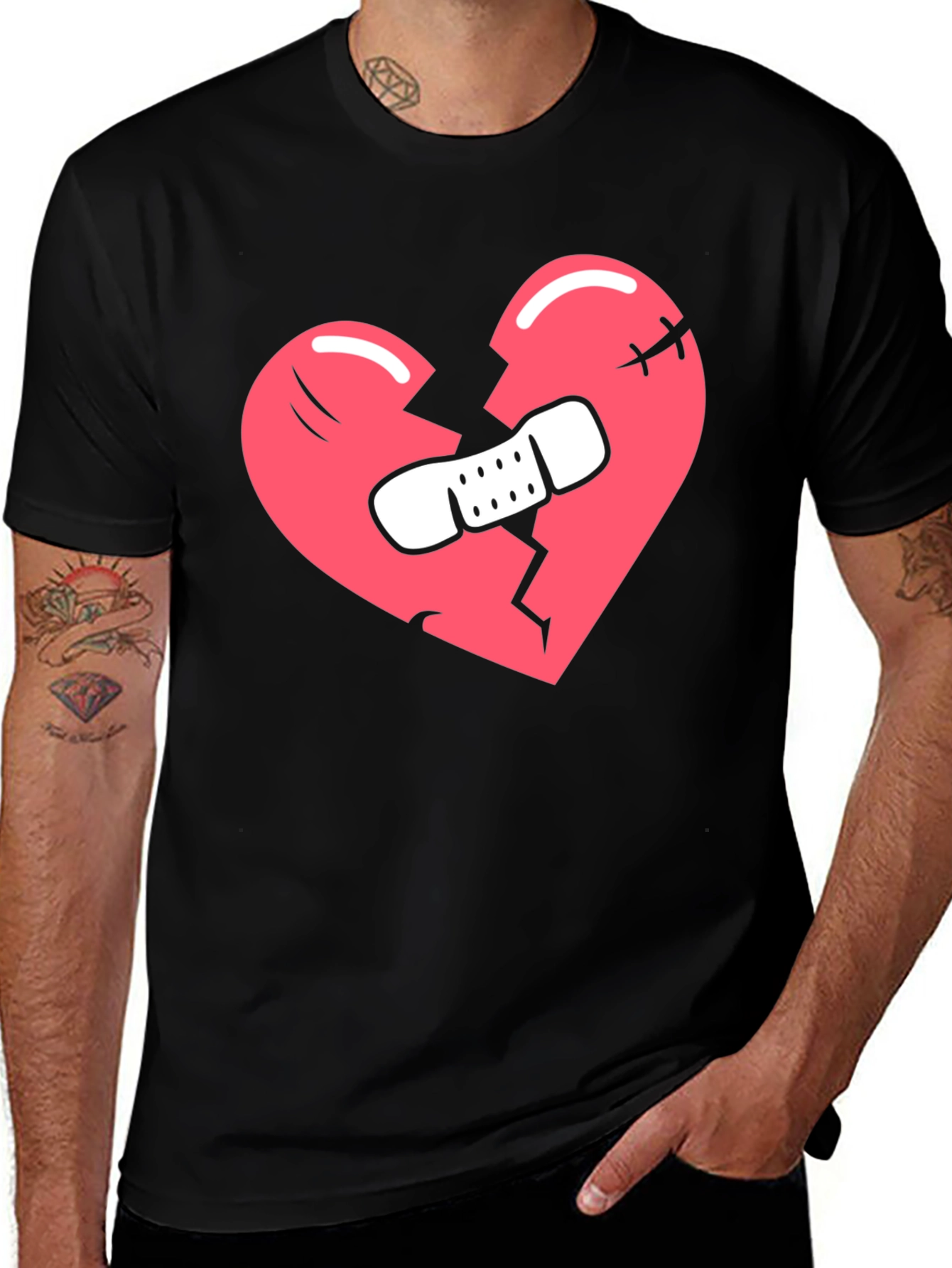 Variant 13 of Broken Heart T-Shirt - Black Graphic Tee