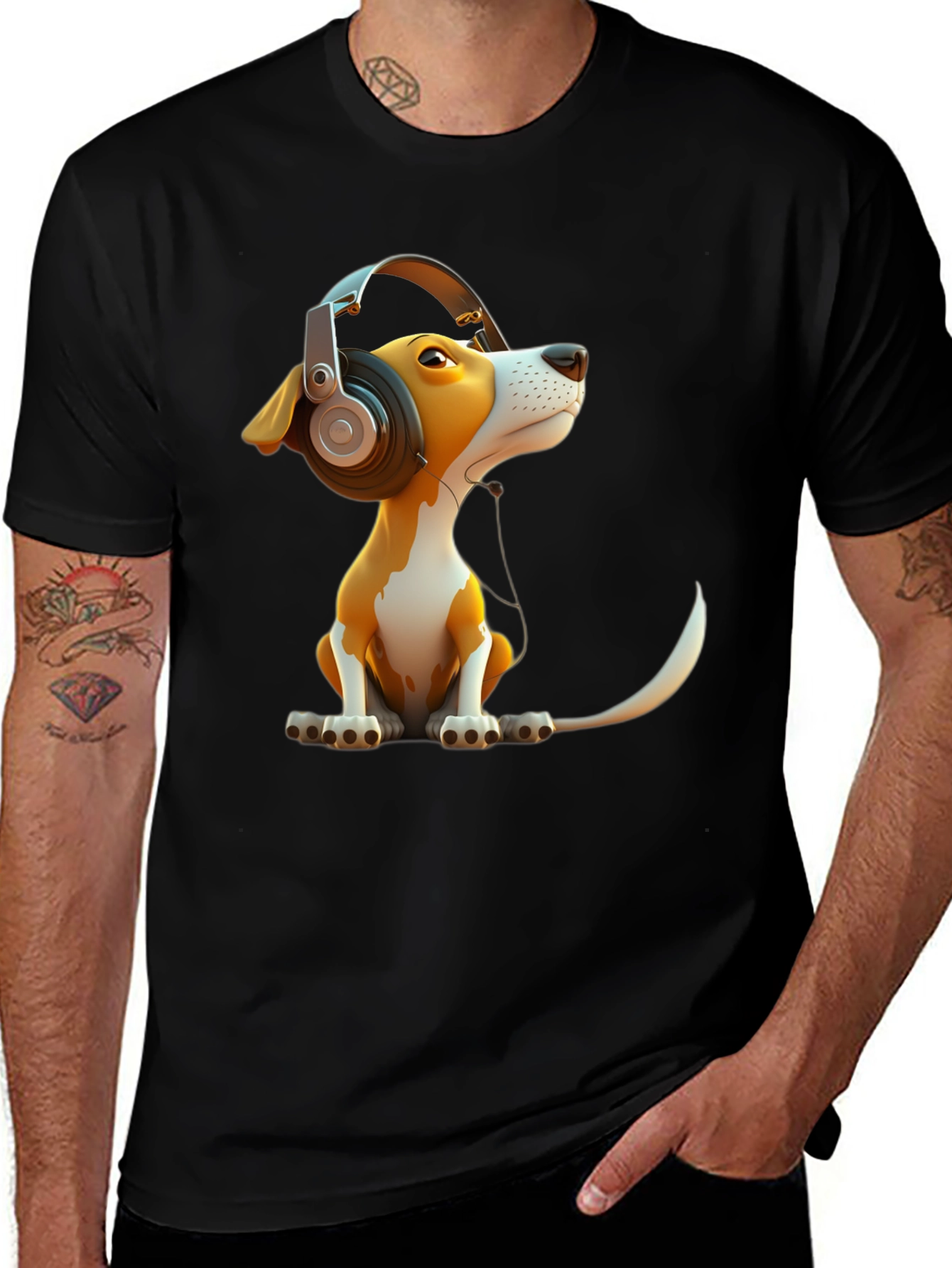 Variant 18 of Dog with Headphones Graphic Tee