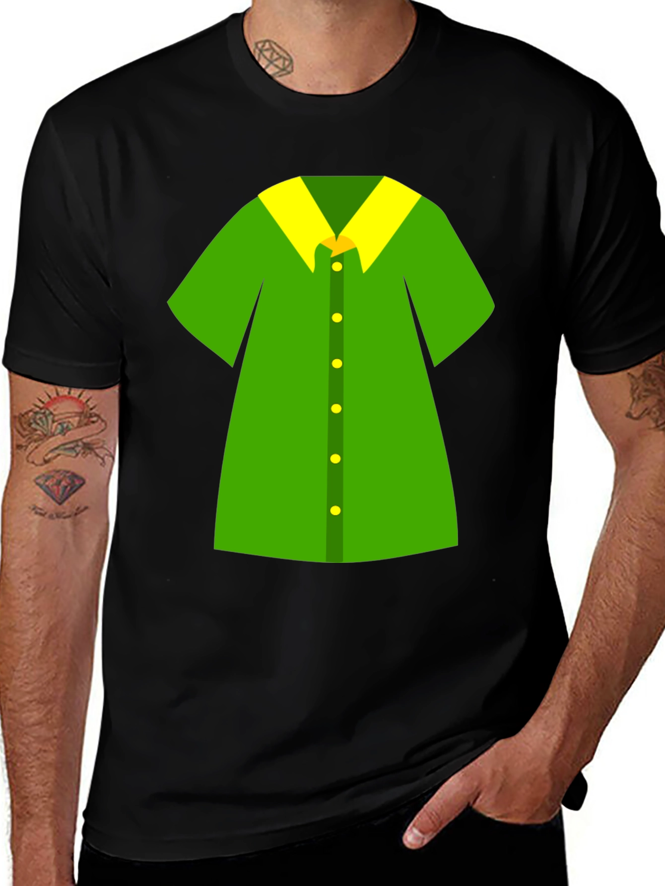 Variant 20 of Novelty Green Shirt Design Black T-Shirt