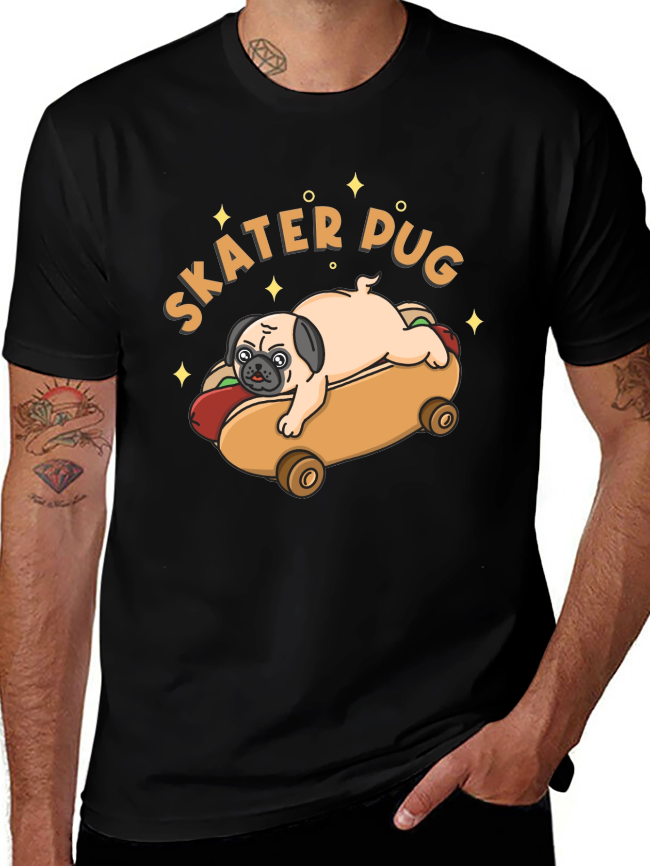 Variant 19 of Skater Pug Graphic T-Shirt