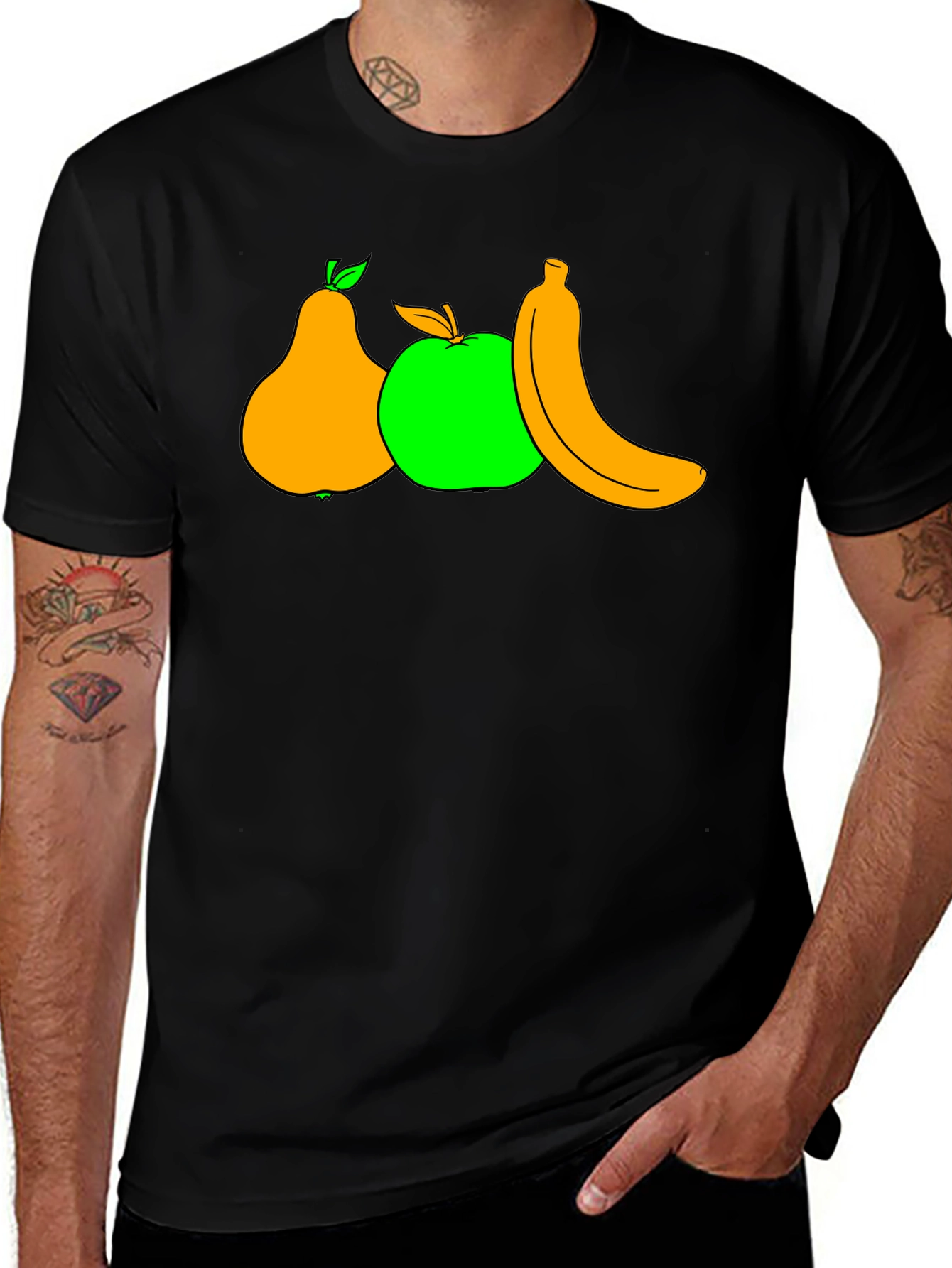 Variant 29 of Fruit Trio Graphic Tee - Pear Apple Banana