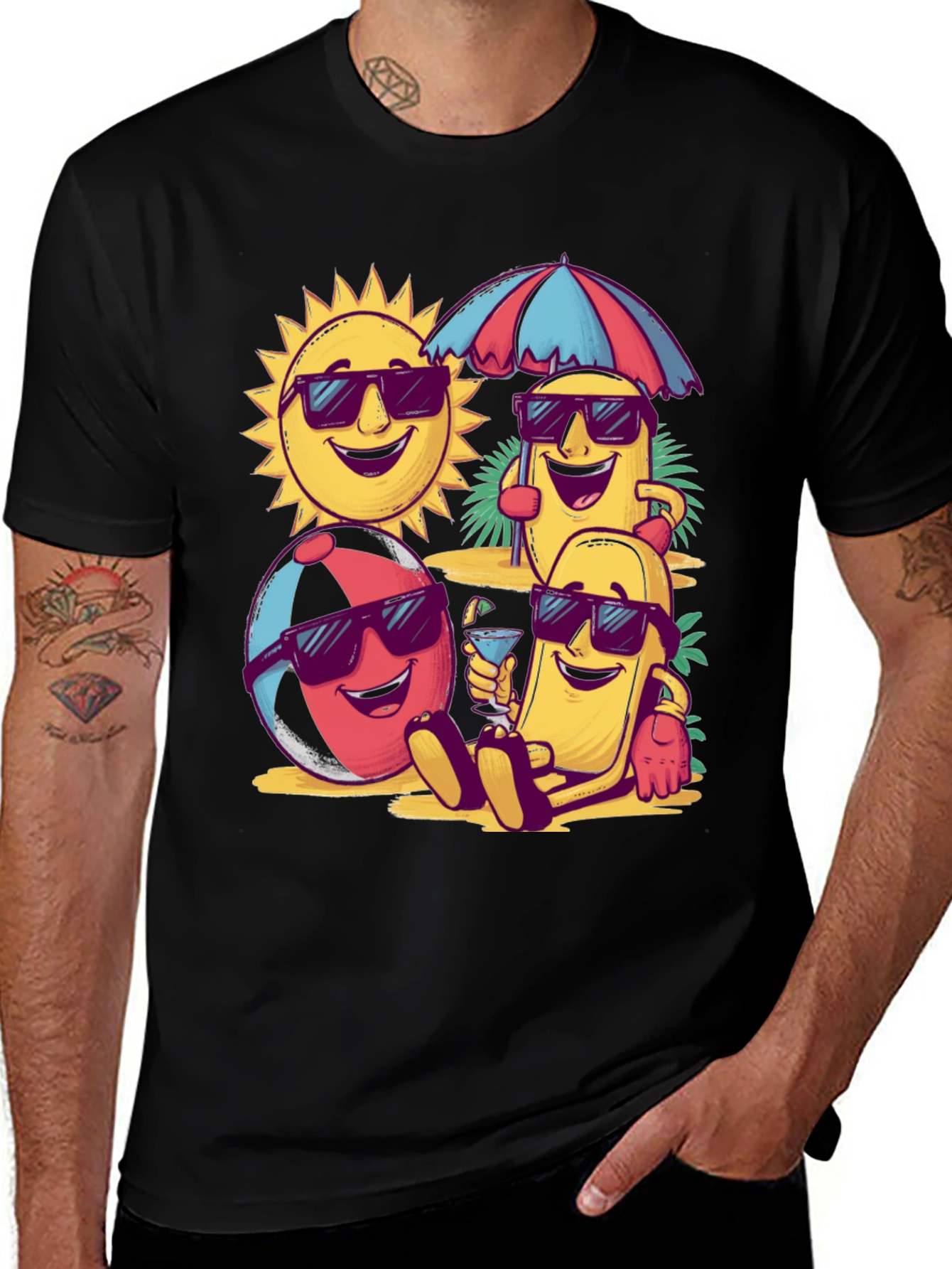 Variant 8 of Fun Beach T-Shirt with Cartoon Sun & Friends