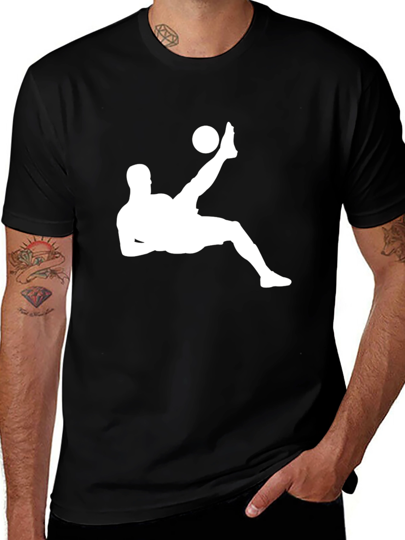 Variant 18 of Soccer Kick Graphic Tee - Stylish Men's Black T-Shirt