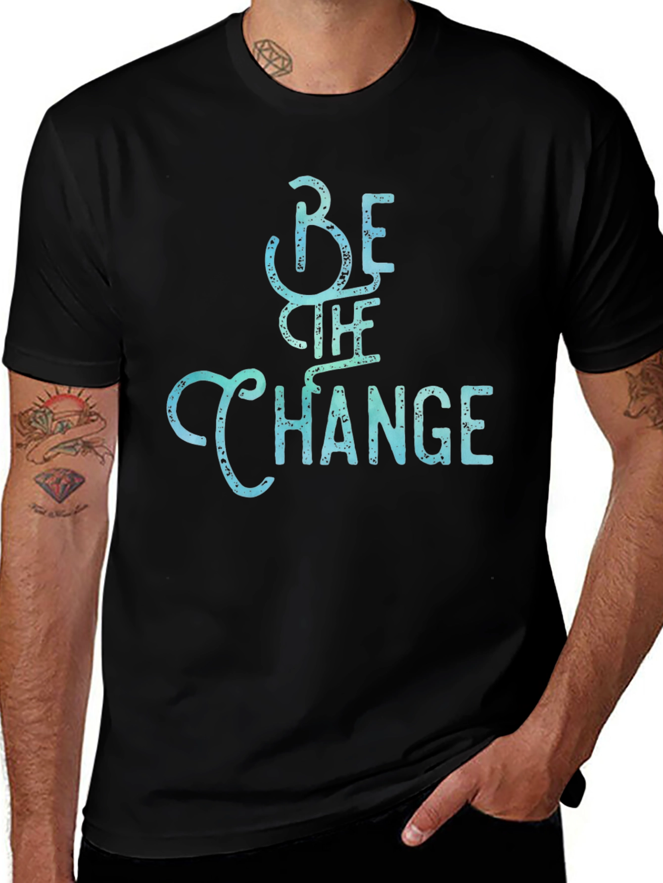 Variant 20 of Be The Change Graphic Tee - Soft Cotton Black Shirt