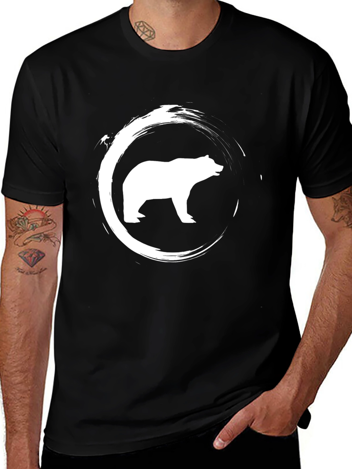 Variant 14 of Bear Graphic Print Crew Neck T-Shirt