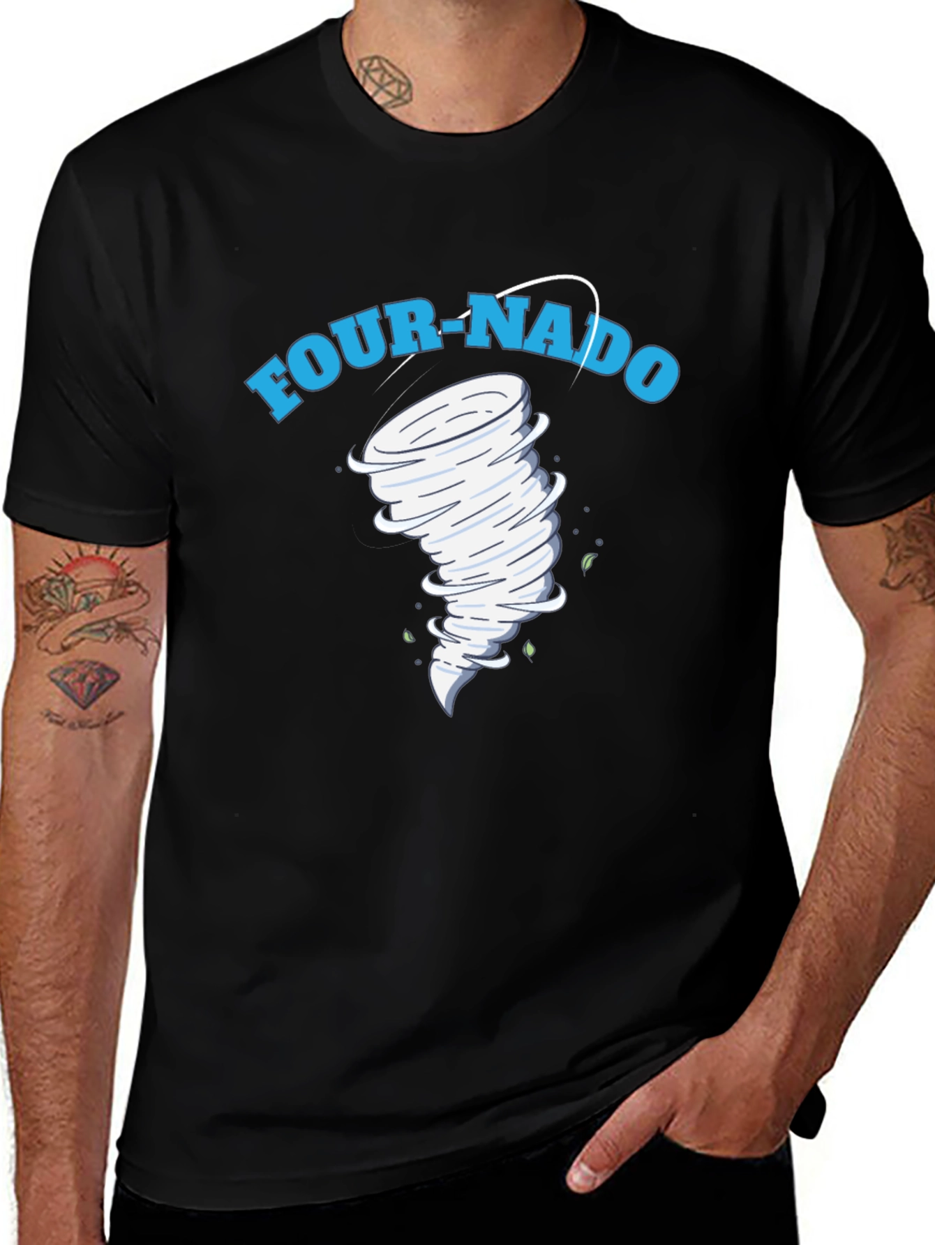 Four-Nado Graphic T-Shirt, Novelty Design