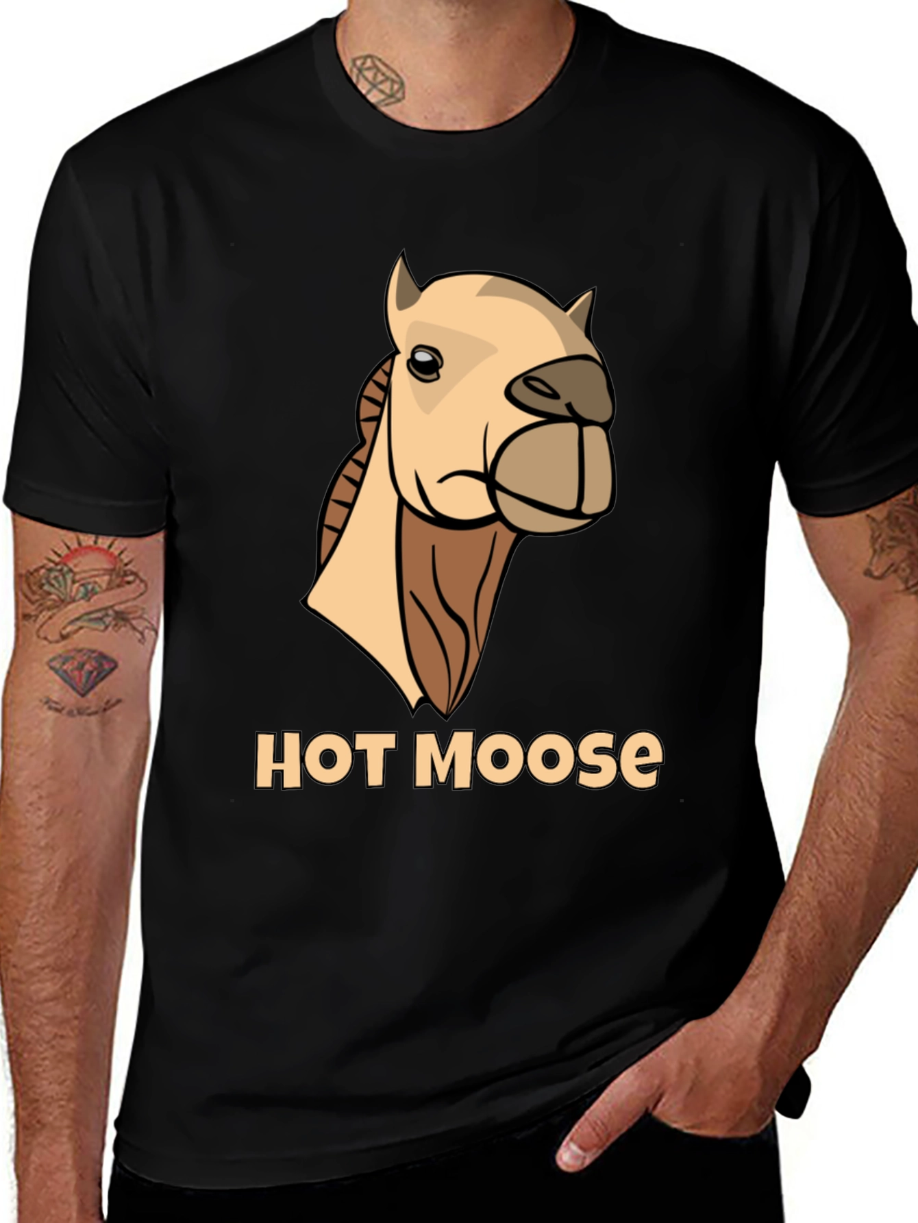 Variant 12 of Funny Hot Moose Graphic T-Shirt - Men's Black Tee