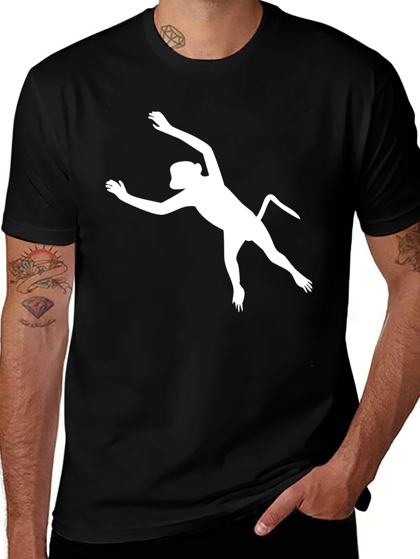 Variant 14 of Cool Monkey Silhouette Black T-Shirt