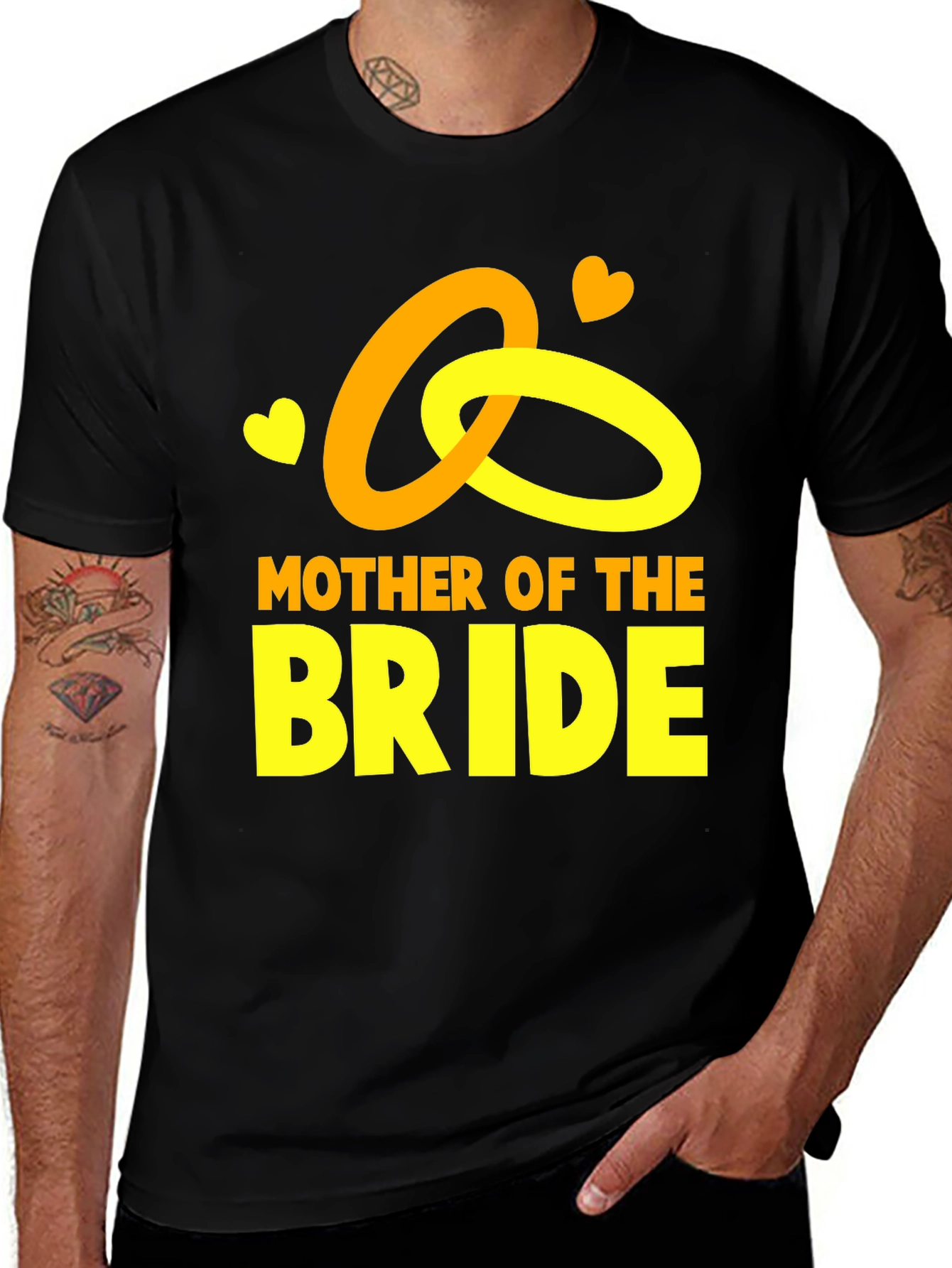 Black Mother of the Bride Black T-Shirt with Gold Rings main image