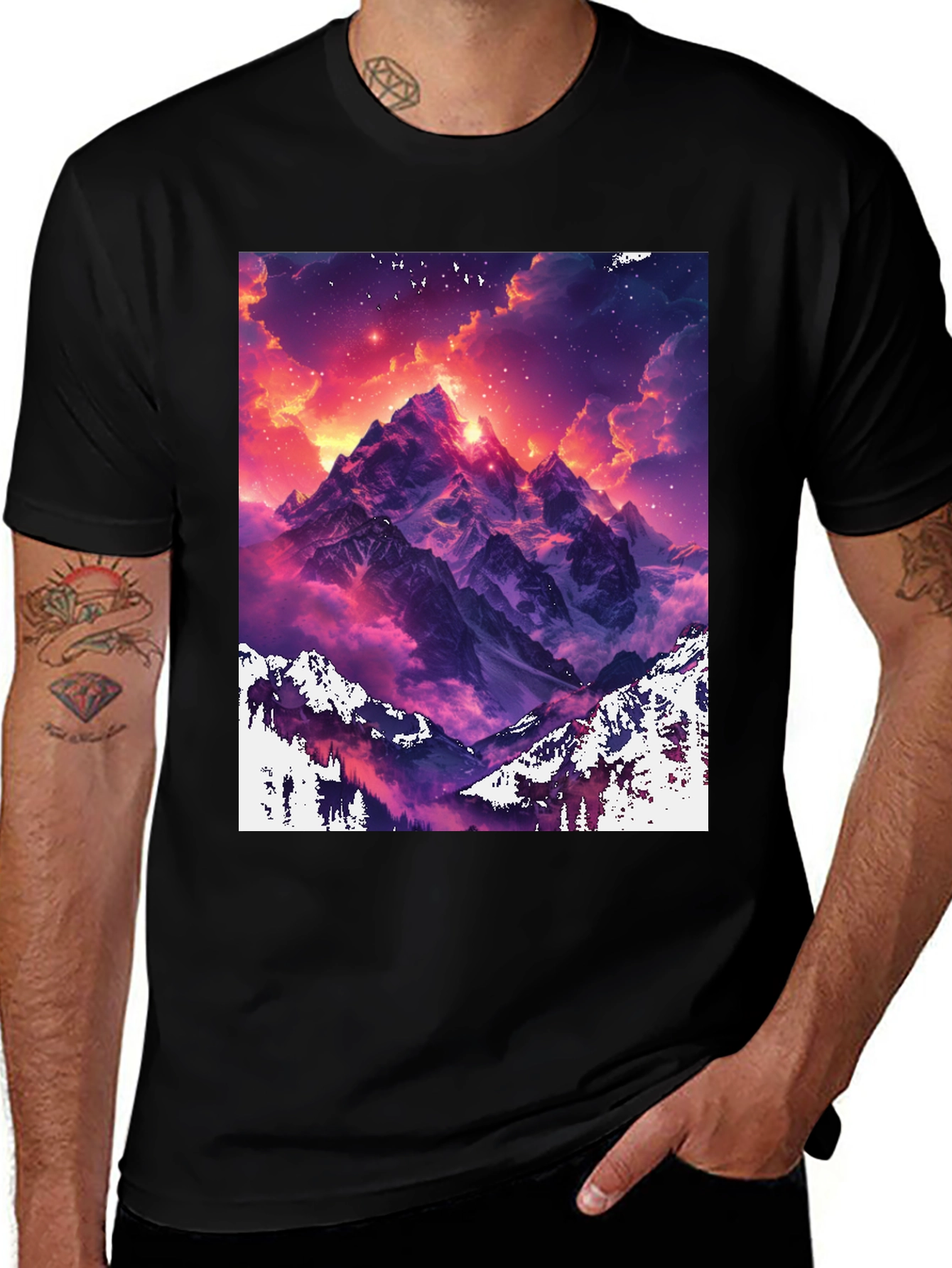 Variant 8 of Mountain Vista Graphic Tee - Black Cotton Comfort