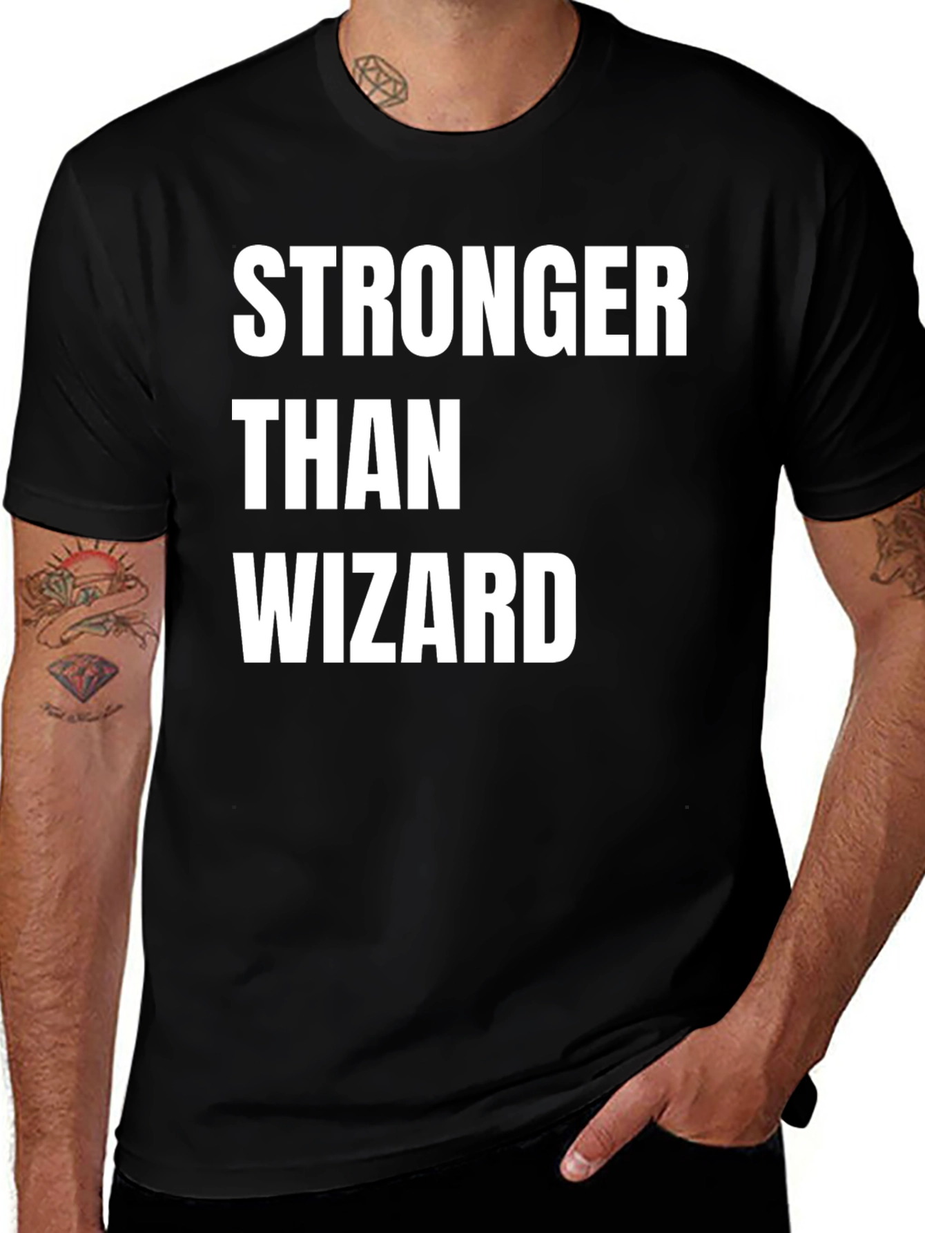 Variant 23 of Stronger Than Wizard T-Shirt - Black Graphic Tee