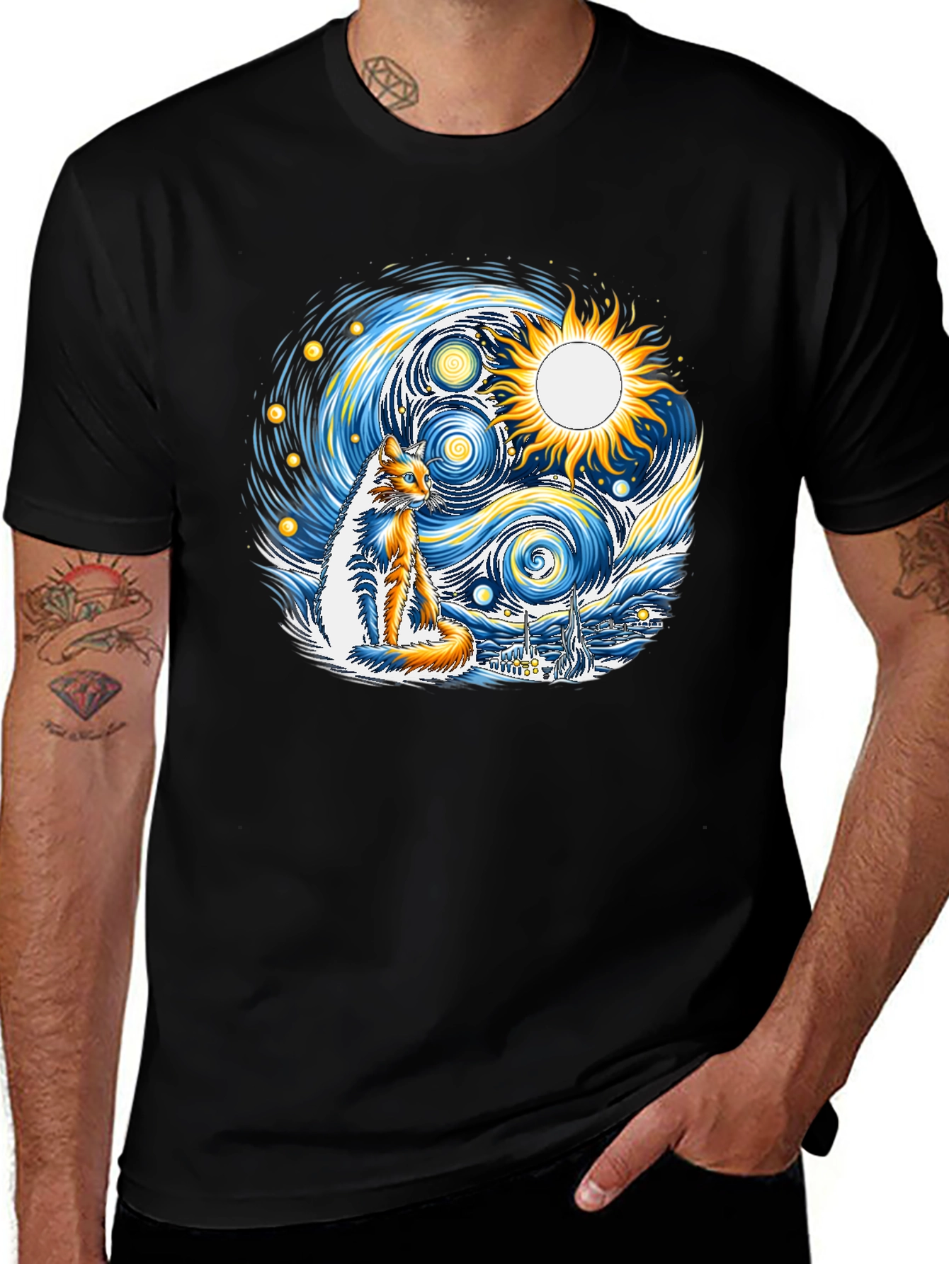 Variant 28 of Starry Night Cat T-Shirt