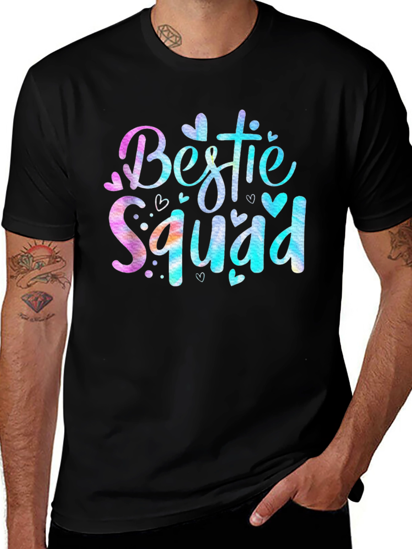 Variant 10 of Bestie Squad Graphic Tee - Trendy Tie-Dye