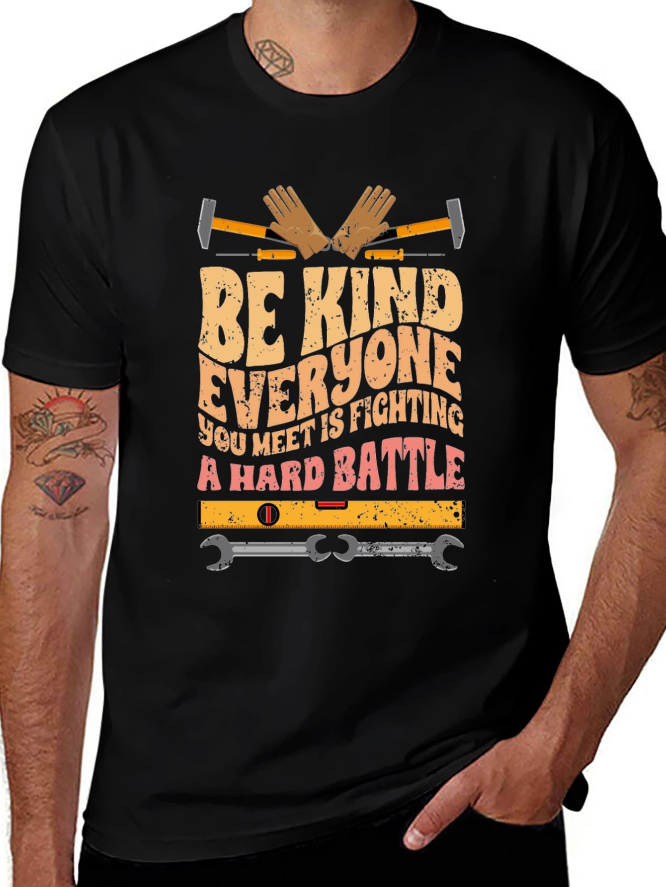 Variant 4 of Be Kind Shirt - Construction Worker Graphic Tee