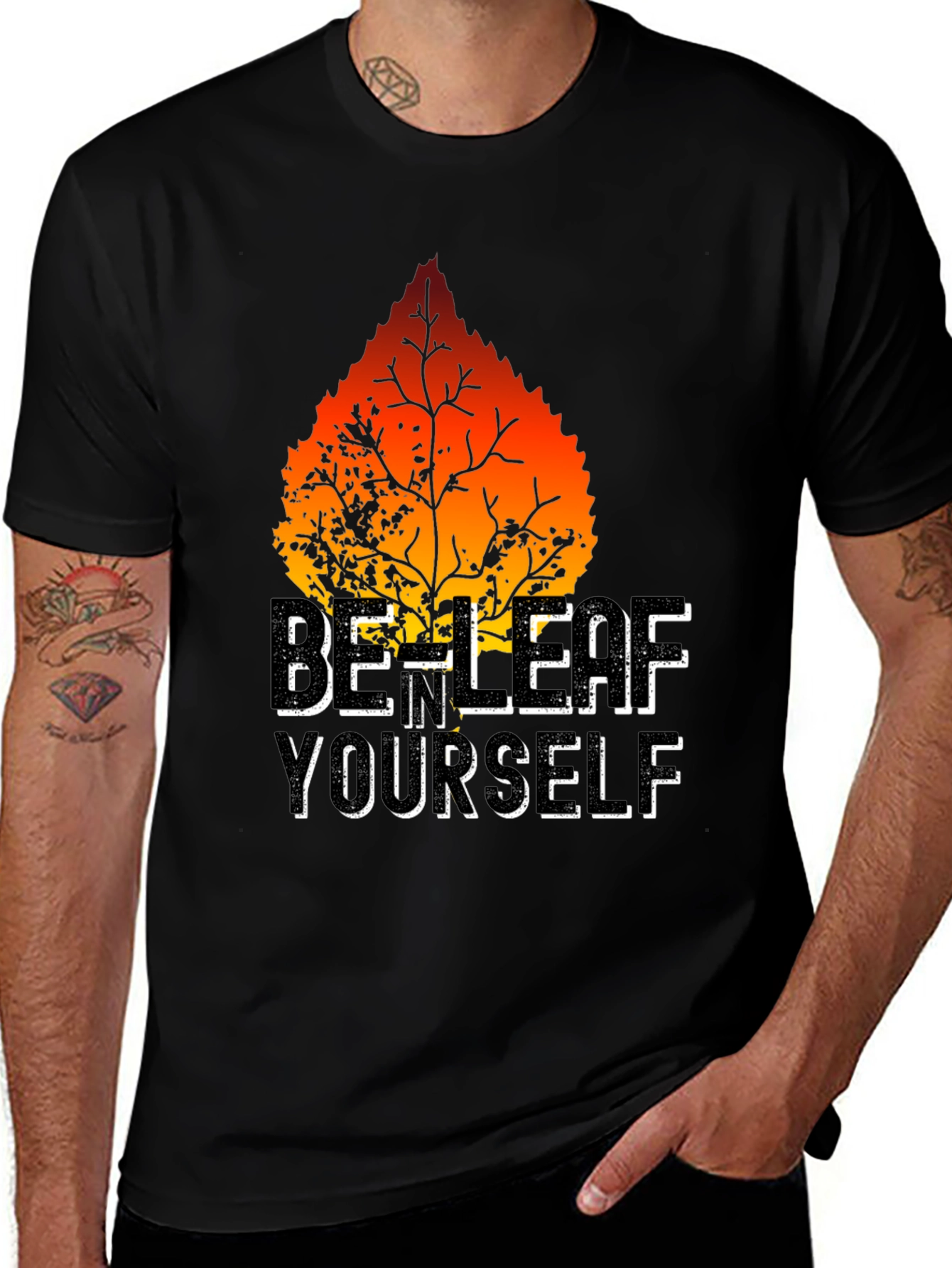 Black Be-Leaf Yourself Graphic Tee - Black main image