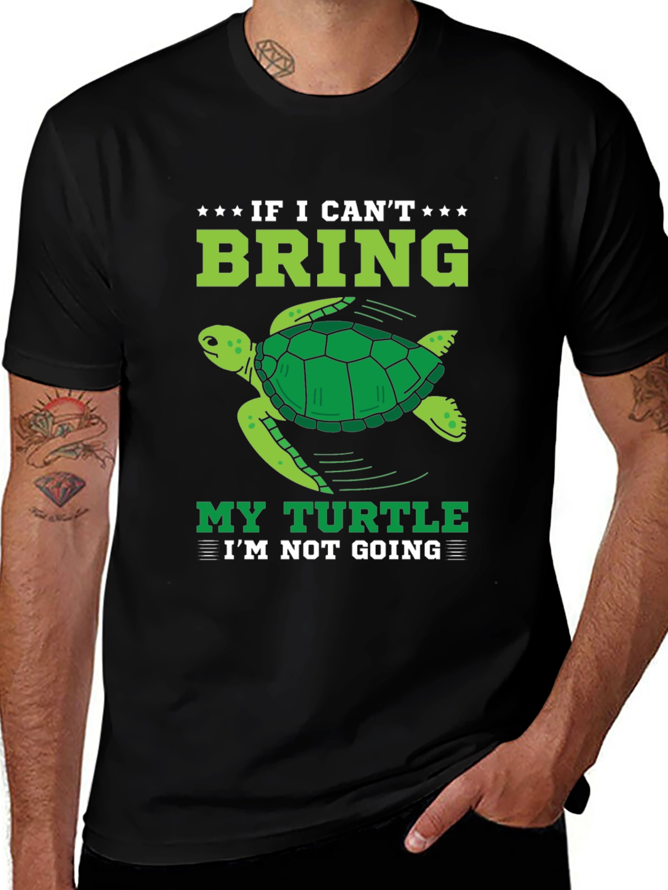 Variant 7 of Funny Turtle Graphic T-Shirt - If I Can't Bring My Turtle