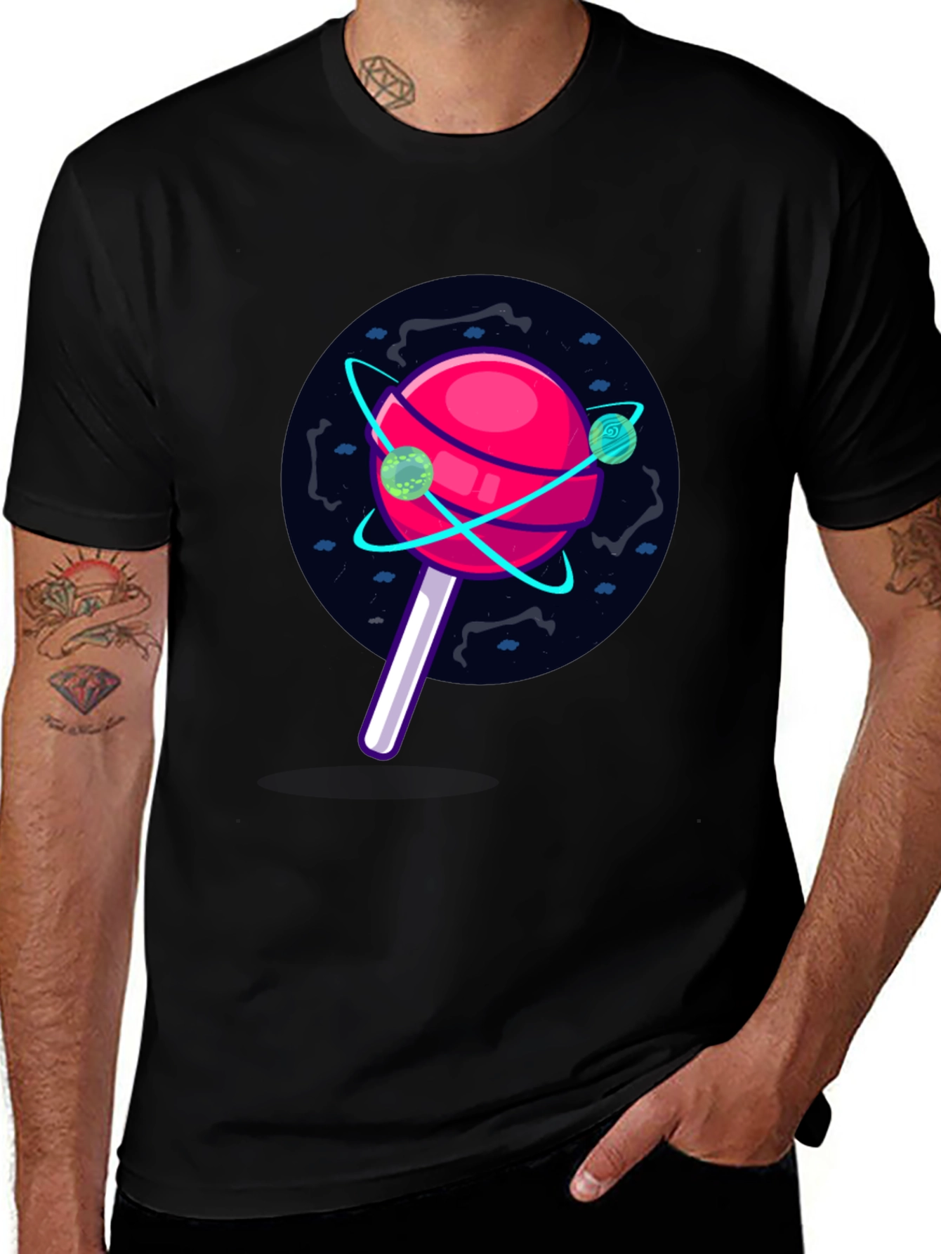 Variant 11 of Cosmic Candy T-Shirt - Black, Unique Graphic Tee