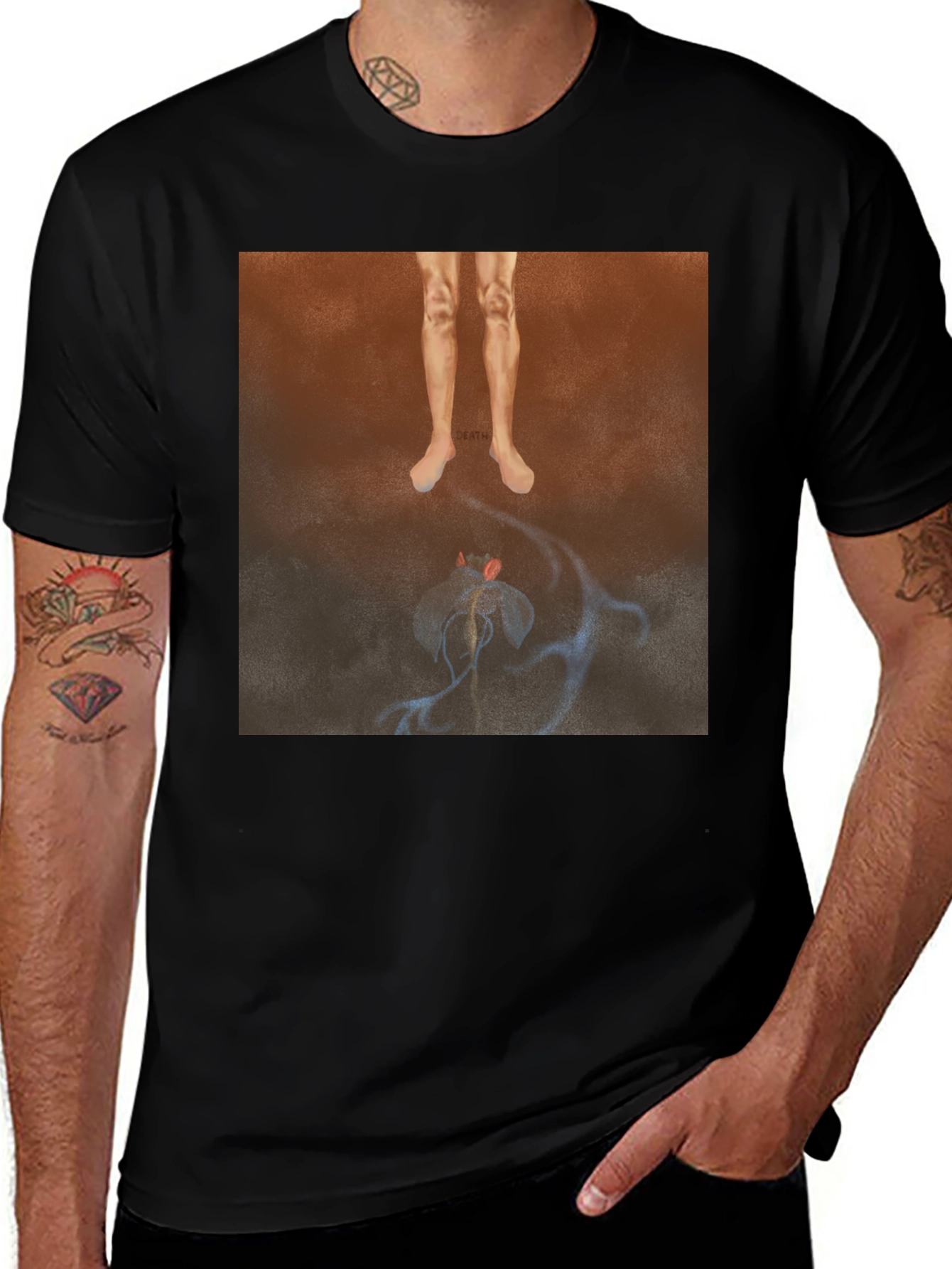 Variant 19 of Black T-Shirt with Death-Themed Graphic