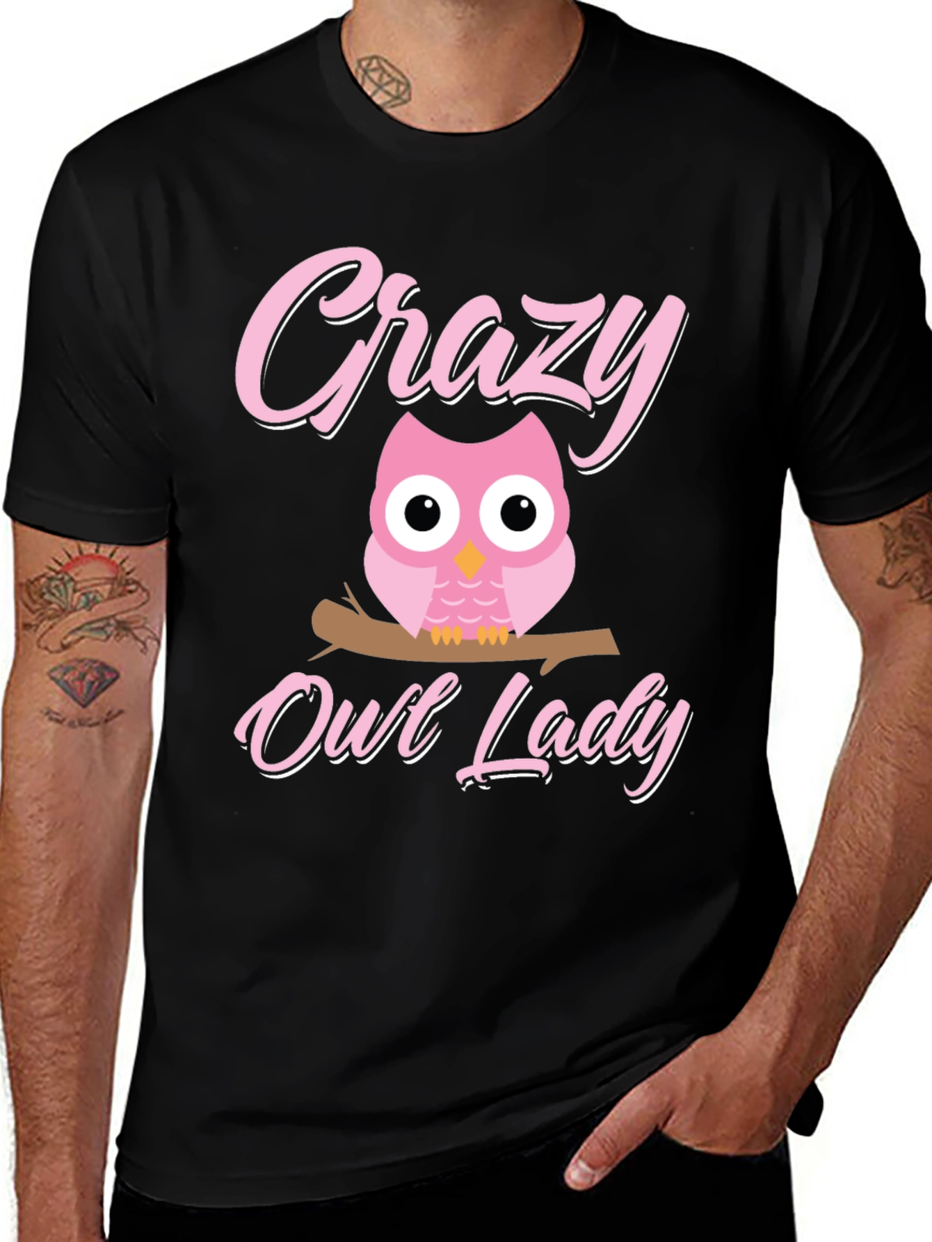 Variant 30 of Crazy Owl Lady T-Shirt - Cute Women's Tee