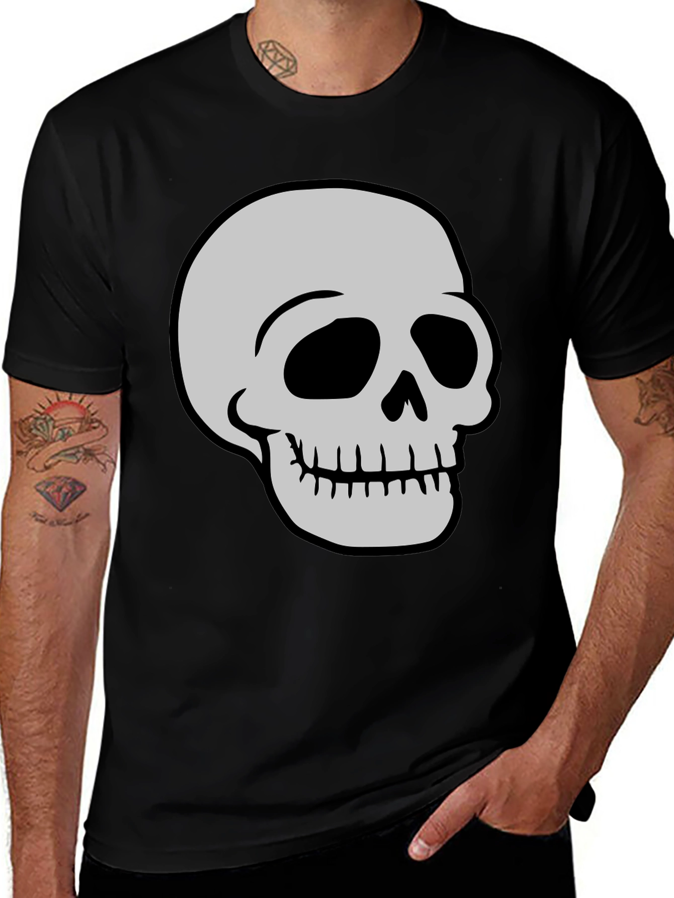Variant 12 of Skull Graphic Print Black T-Shirt
