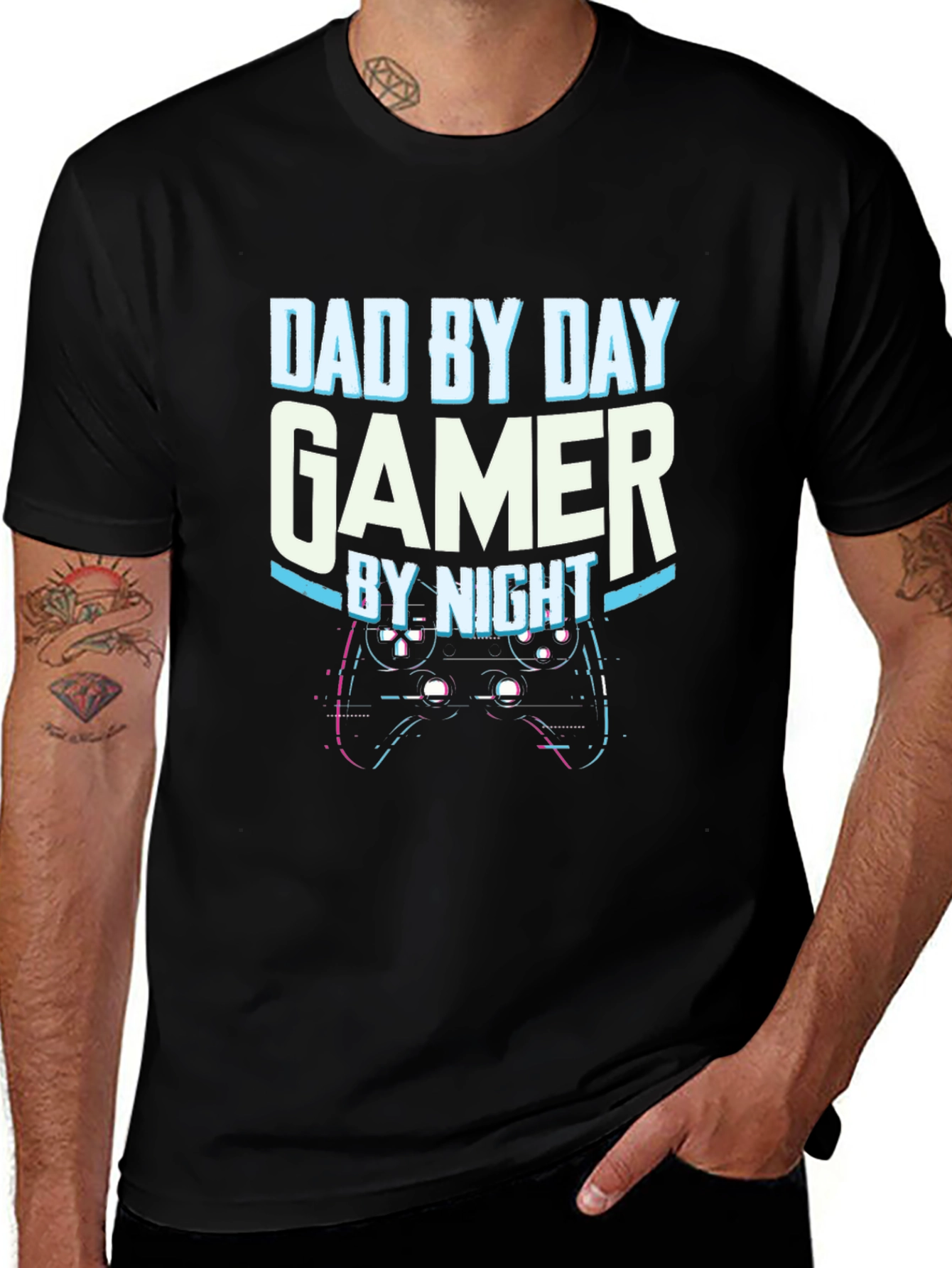 Variant 23 of Dad By Day Gamer By Night Black T-Shirt
