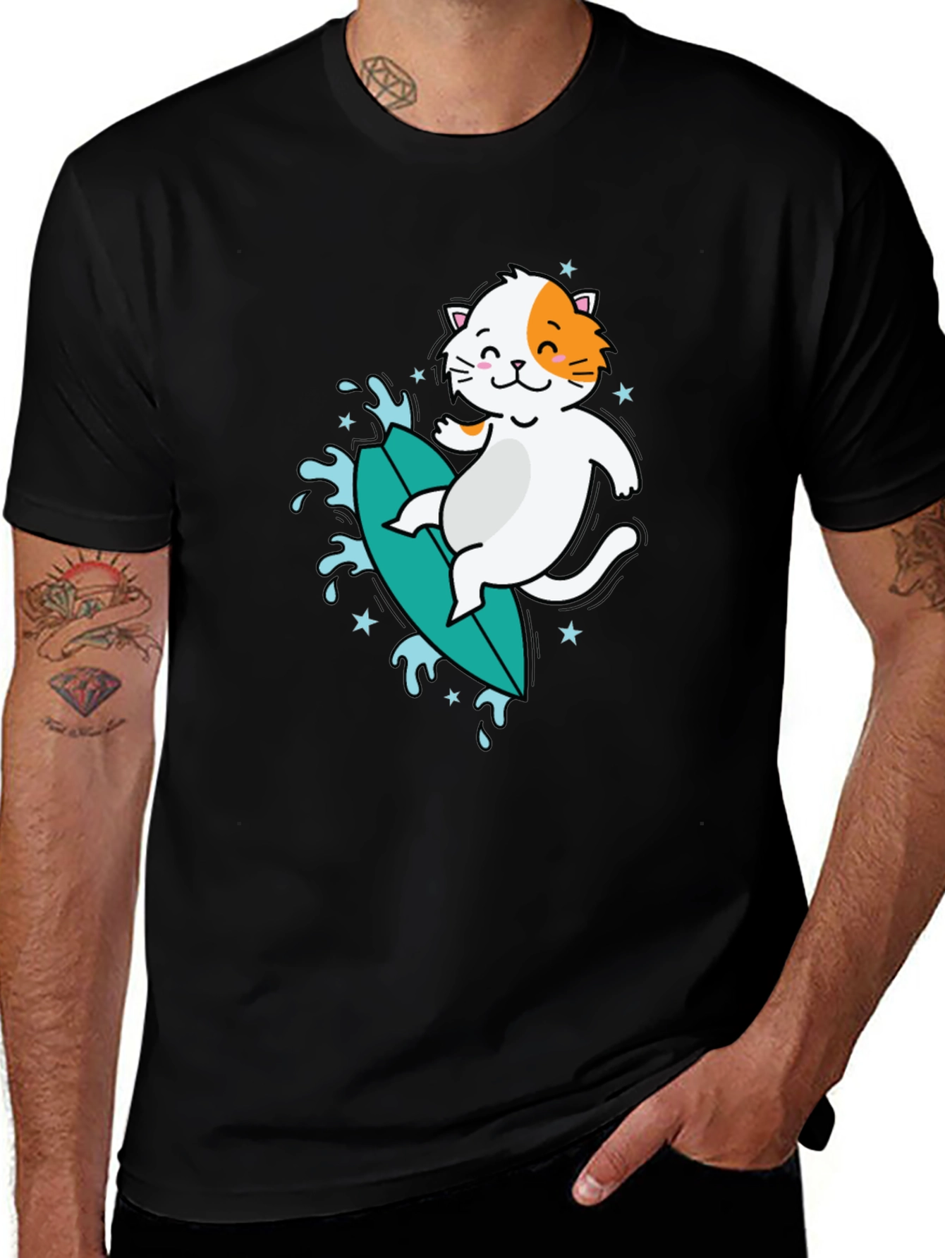 Surfing Cat Graphic Tee
