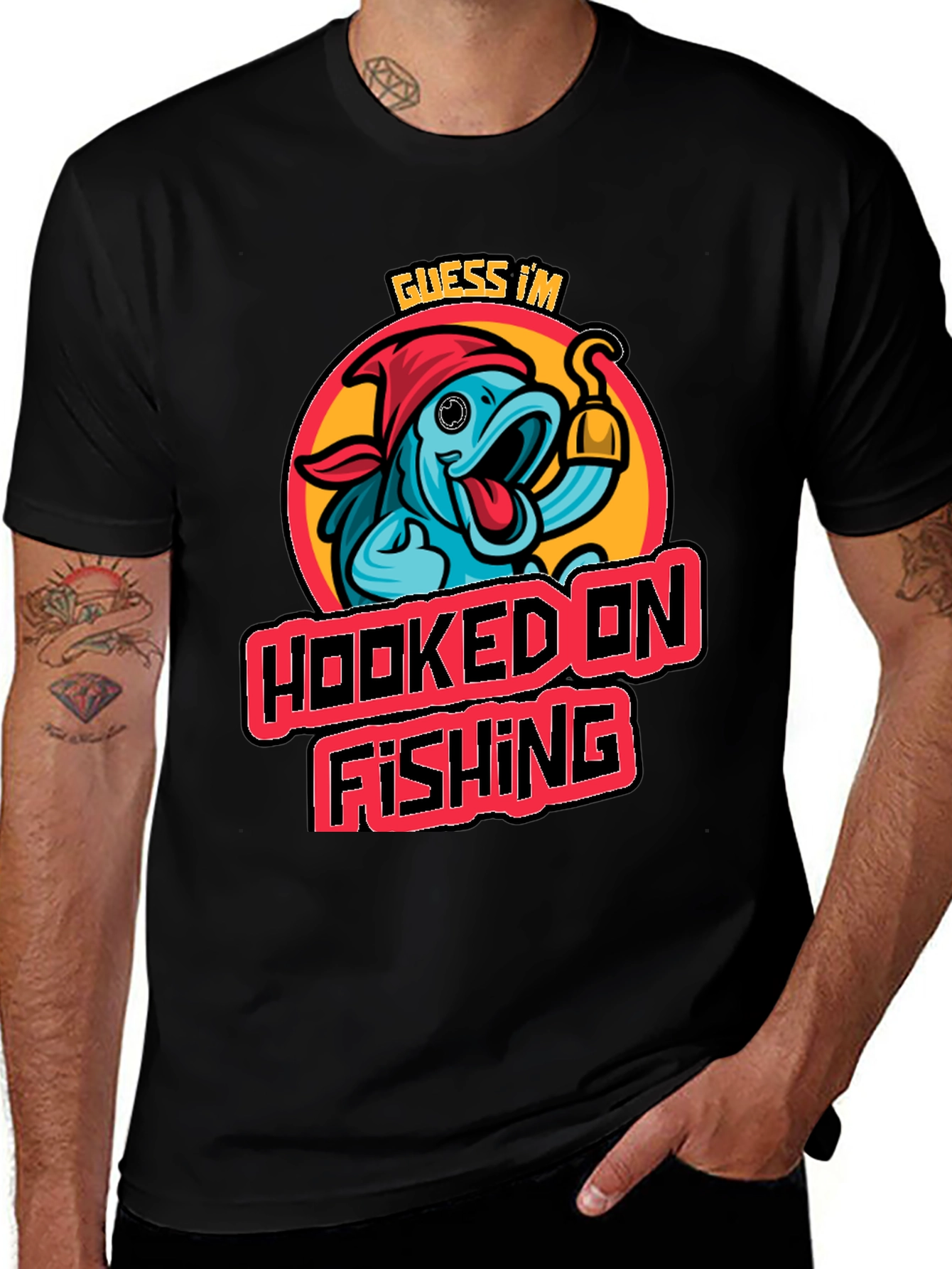 Variant 11 of Hooked on Fishing Graphic Tee