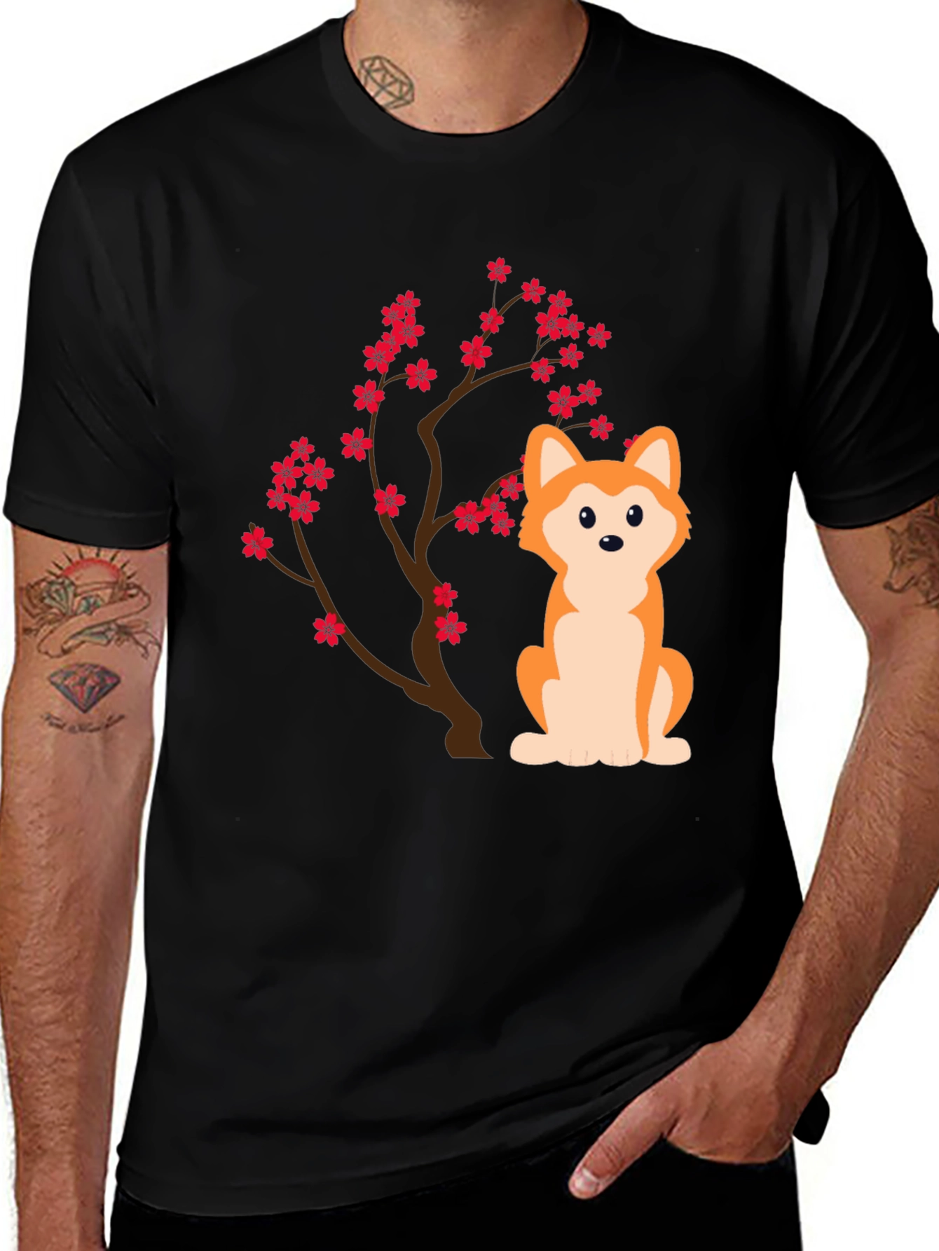 Variant 16 of Sakura Dog Black Graphic Tee
